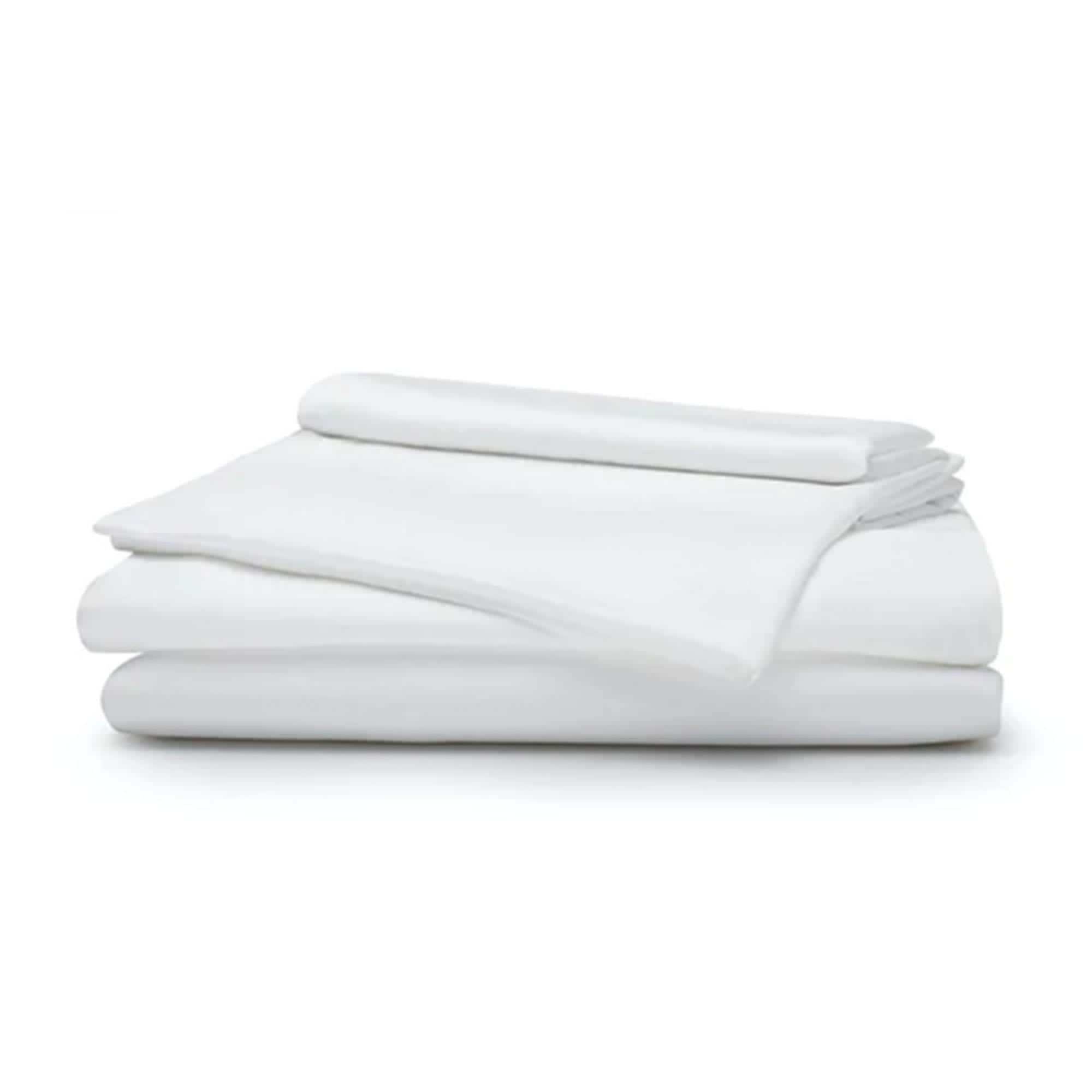 Sleepgram Viscose Fiber Queen Size Bed Sheet Set with Flat Sheet Fitted Sheetand 2 Pillowcases for Comfortable Nights Sleep White #326887
