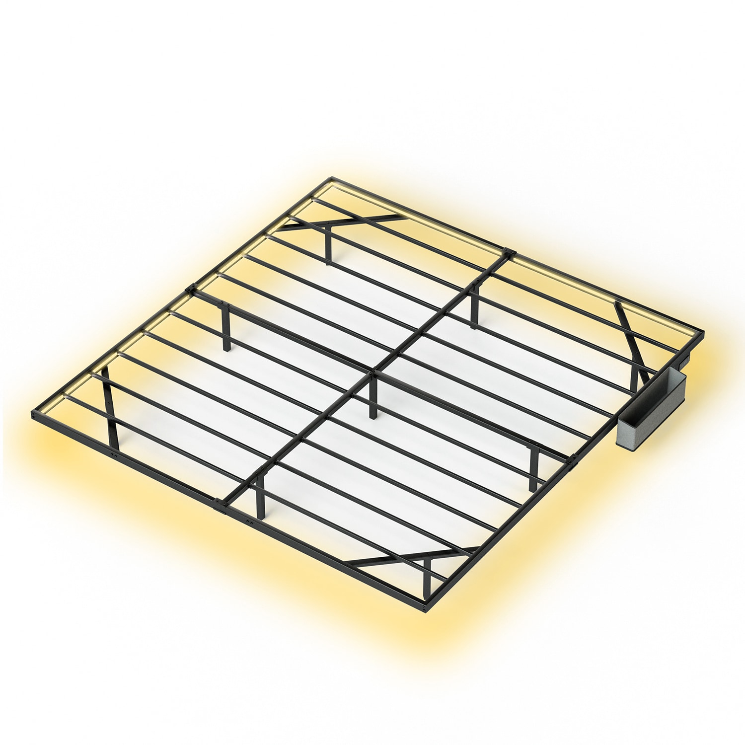 Sumyeg OHF-W66430588 Floating Bed Frame King Size with LED Lights Black King Metal Bed frame Bed
