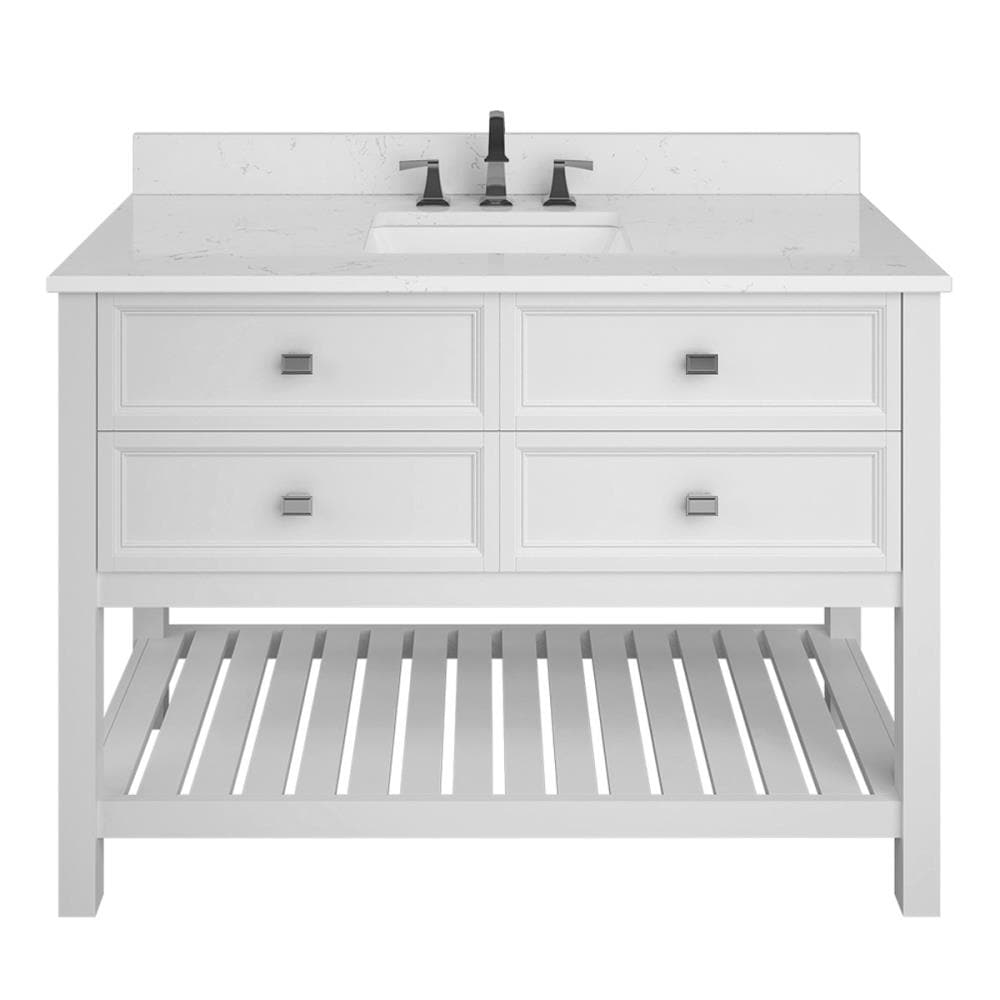 allen + roth 1227VA-48-201-903 Canterbury 48-in White Undermount Single Sink Bathroom Vanity with Carrara Engineered Stone Top