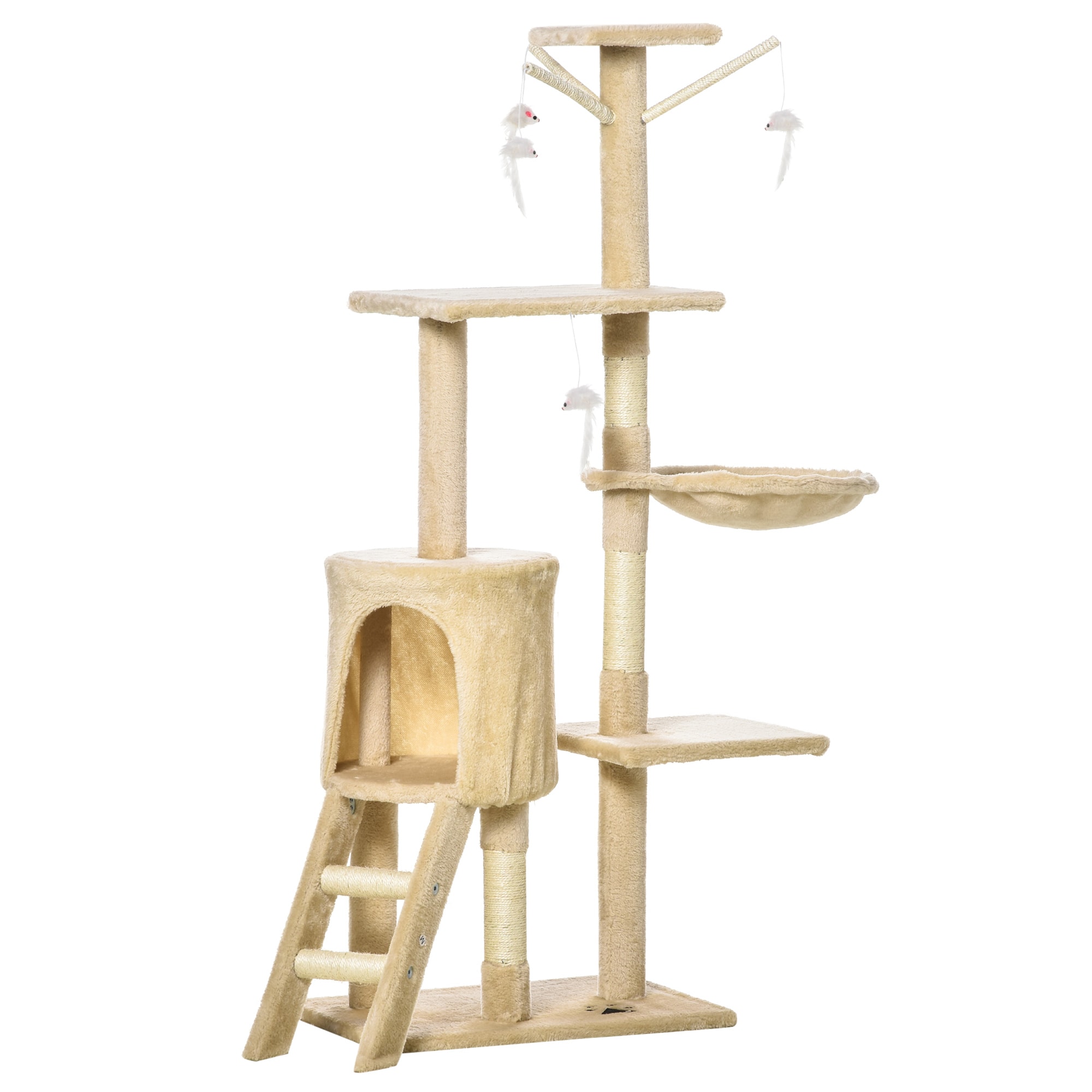 Siavonce XH00704 10.63-in x 13.80-in Off-white Faux Fur Cat Tree