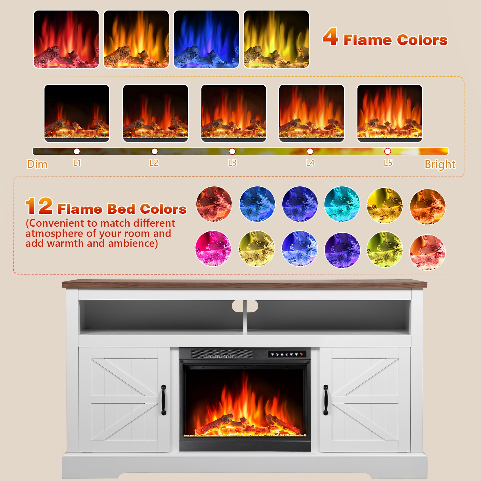 COWSAR LSM2301WAL Electric-Fireplaces - View #4