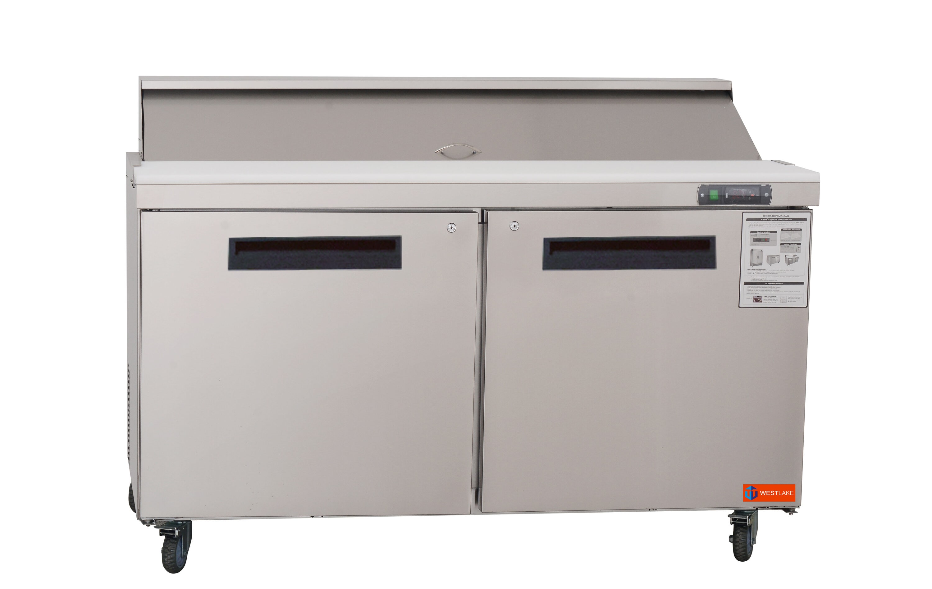 Jeremy Cass WCLWASH82 48 x 33.9 x 46 in, 12.9 cu ft Double Door Countertop Commercial Refrigerator with Stainless Steel, 33-40F