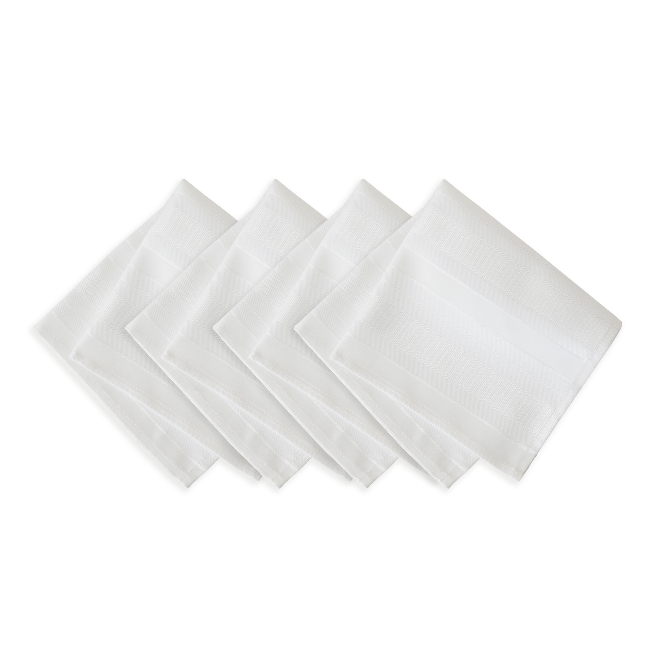 Elrene Home Fashions 026865925470 Denley Stripe Jacquard 4 -Pack White Polyester Square Napkin(s)