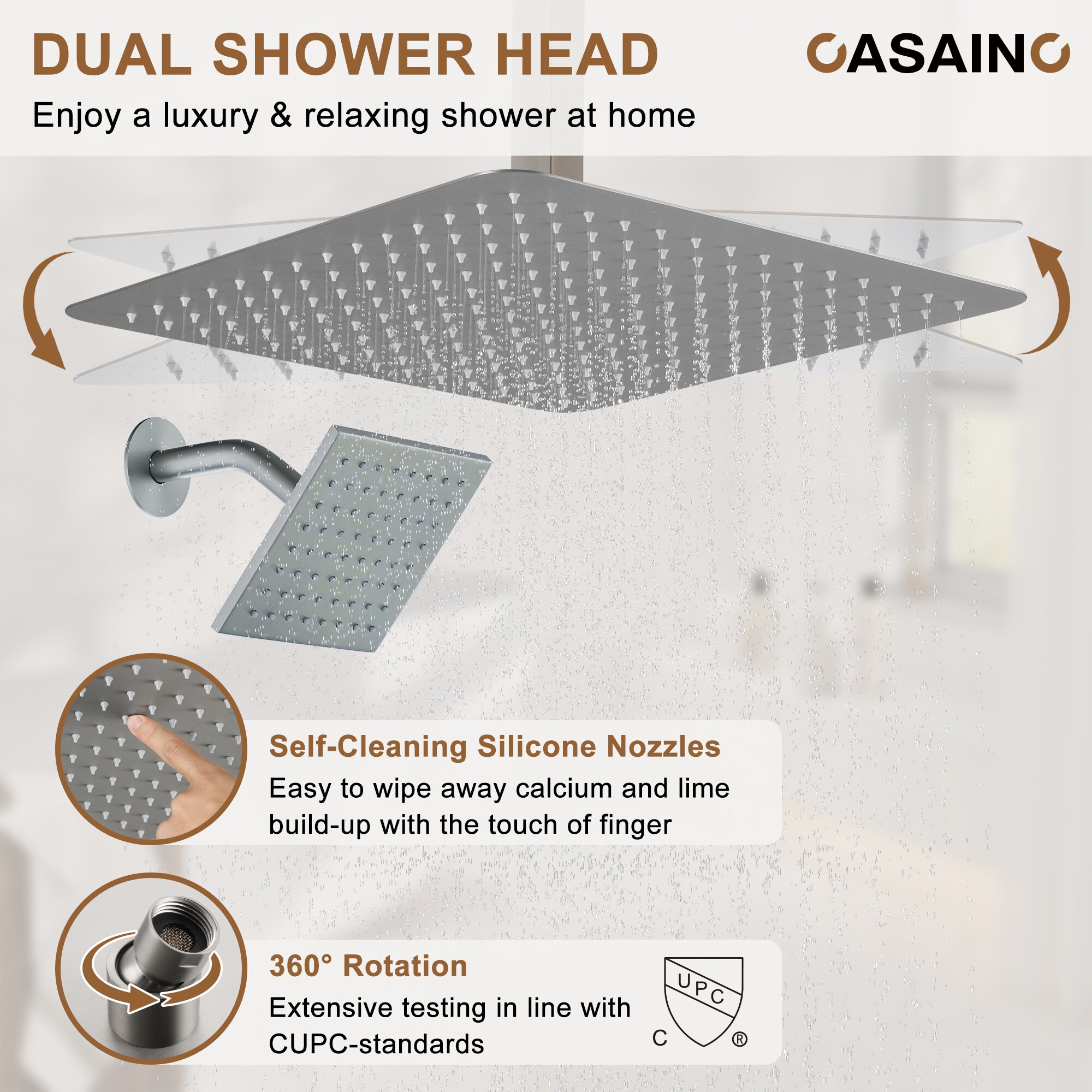CASAINC KCHS0019-16BN Showerhead-Bar-Panels - View #6