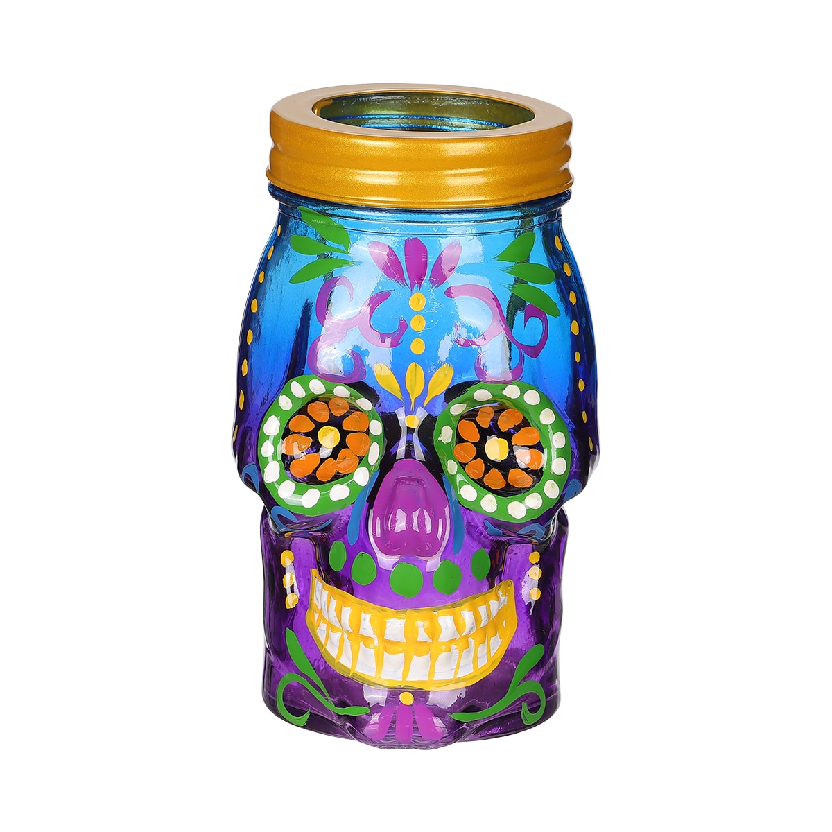 Holiday Living LW37-LG343B 5.7-in Tabletop Skull Candle holder