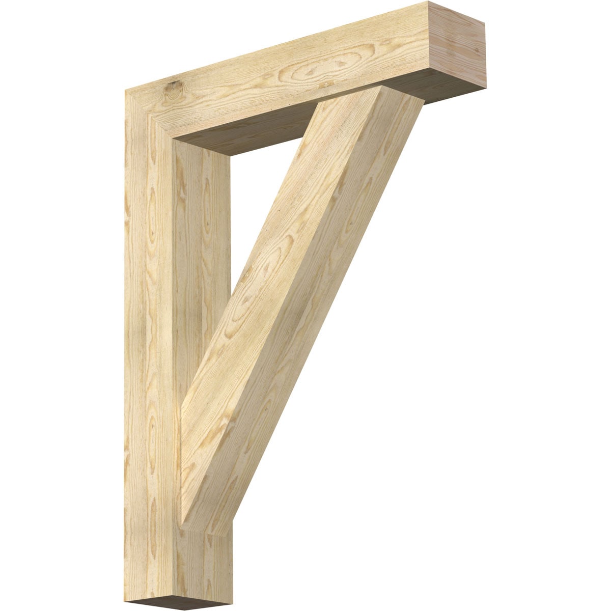 Ekena Millwork 1464998 Traditional Block Rough Sawn Bracket with Offset Brace 8-in x 36-in x 48-in Douglas fir Brown Wood Standard bracket