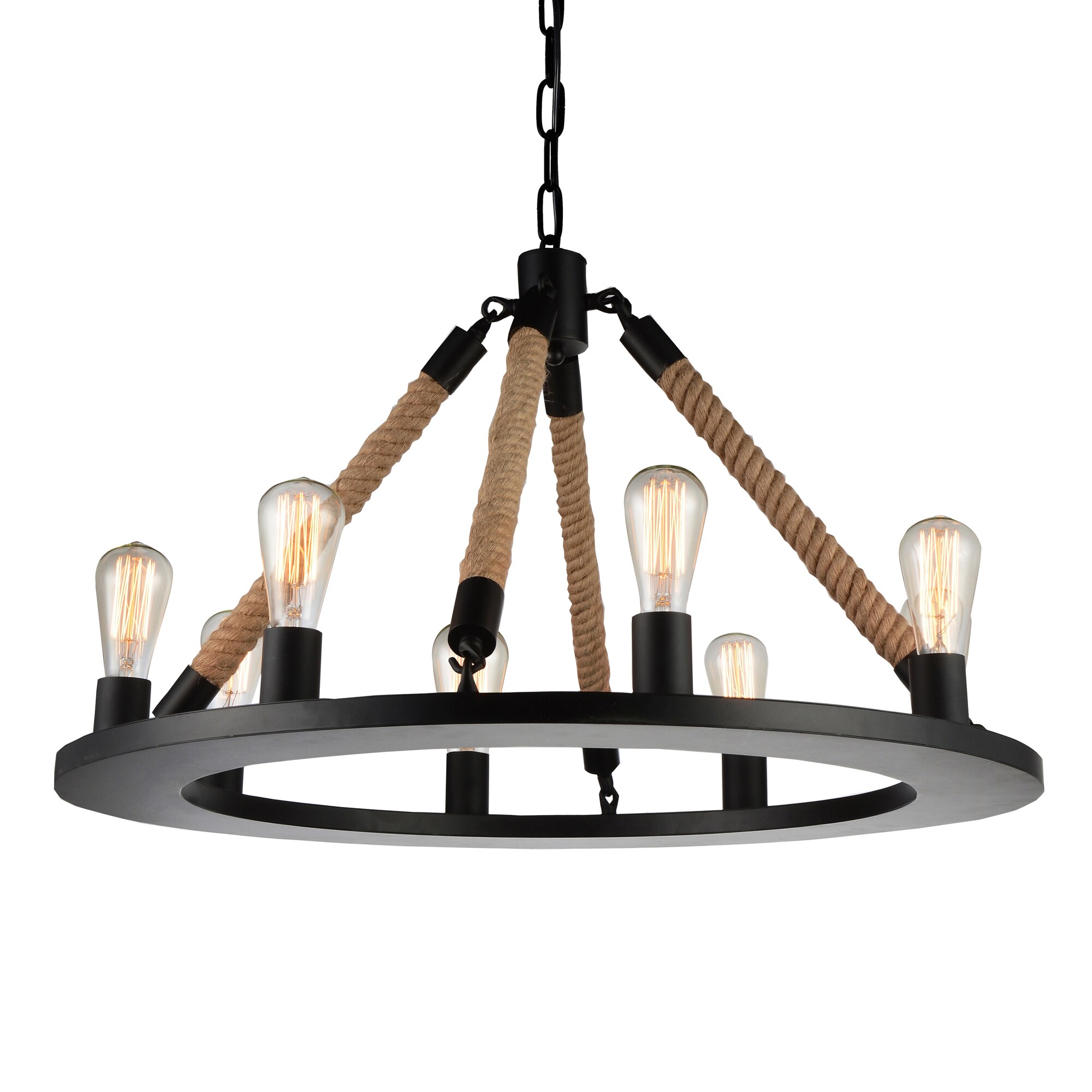 CWI Lighting Ganges 8-Light Black Rustic Damp Rated Chandelier in the ...