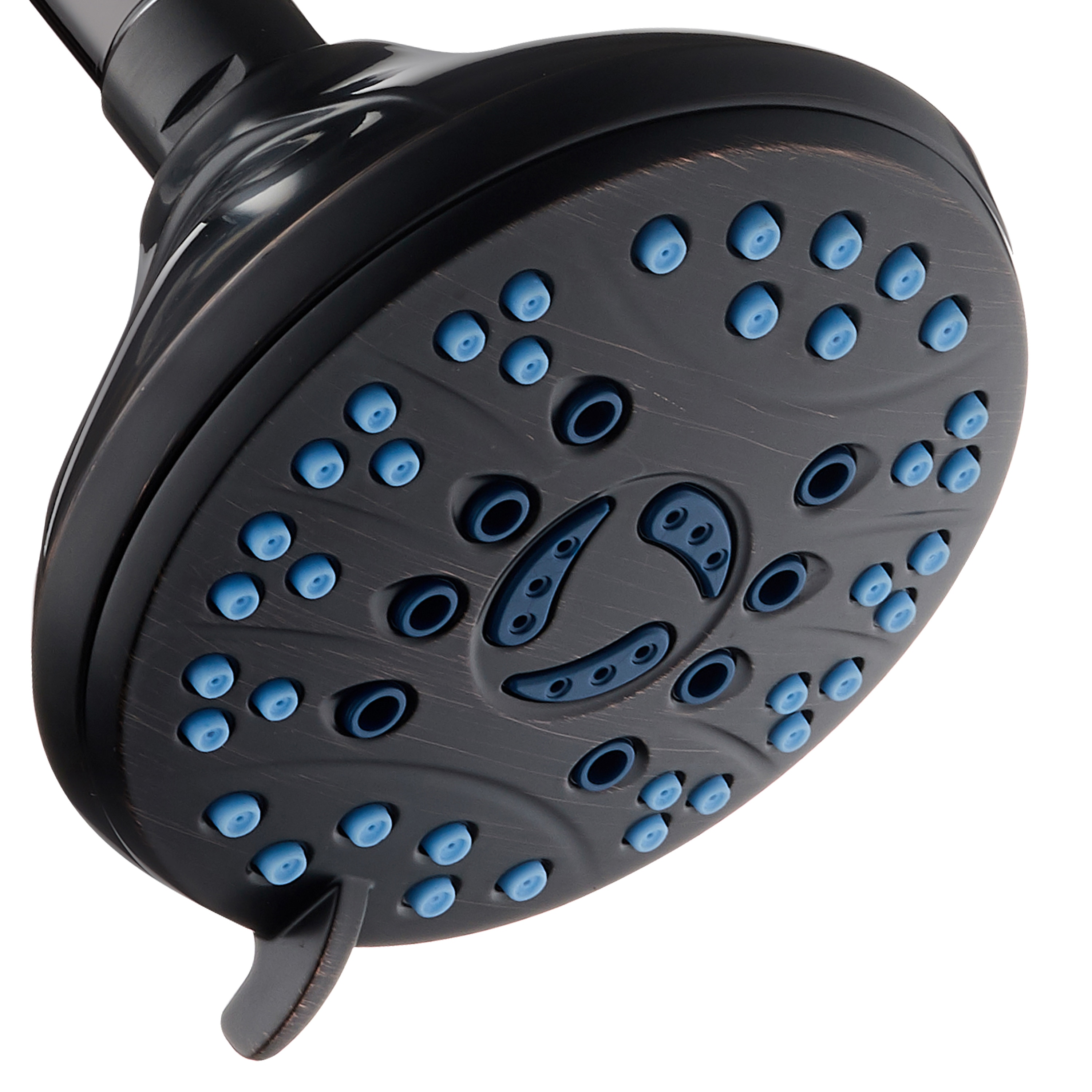 AquaCare 4431MBF 6 -Spray Matte Black 4.6-in Round Fixed Rain Shower Head 2.5 GPM