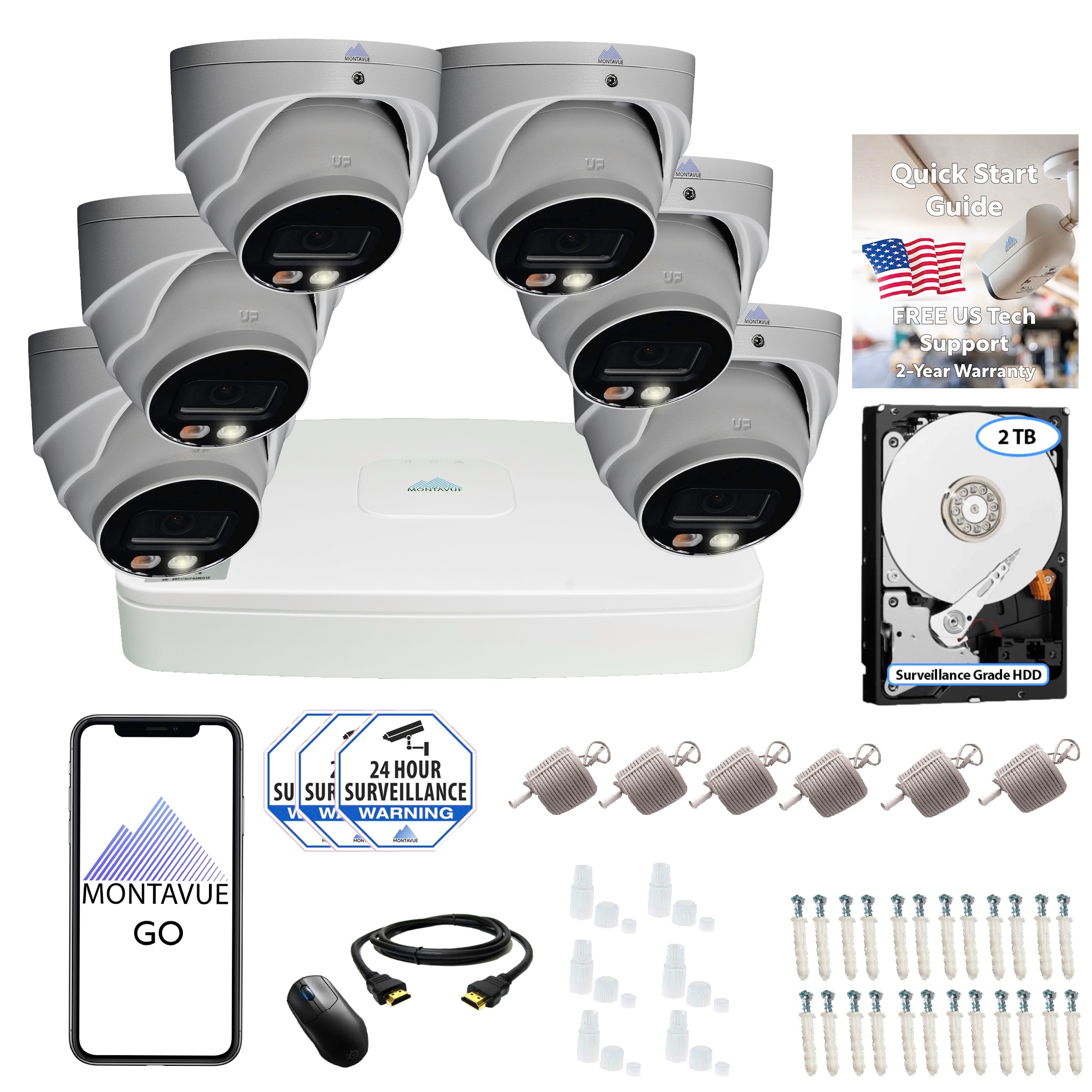 Montavue 4095 Indoor/Outdoor 8-Channel 6-Camera 4Mp Hardwired Dome 2Tb Hard  Drive Security Camera System in the Security Cameras department at Lowes.com