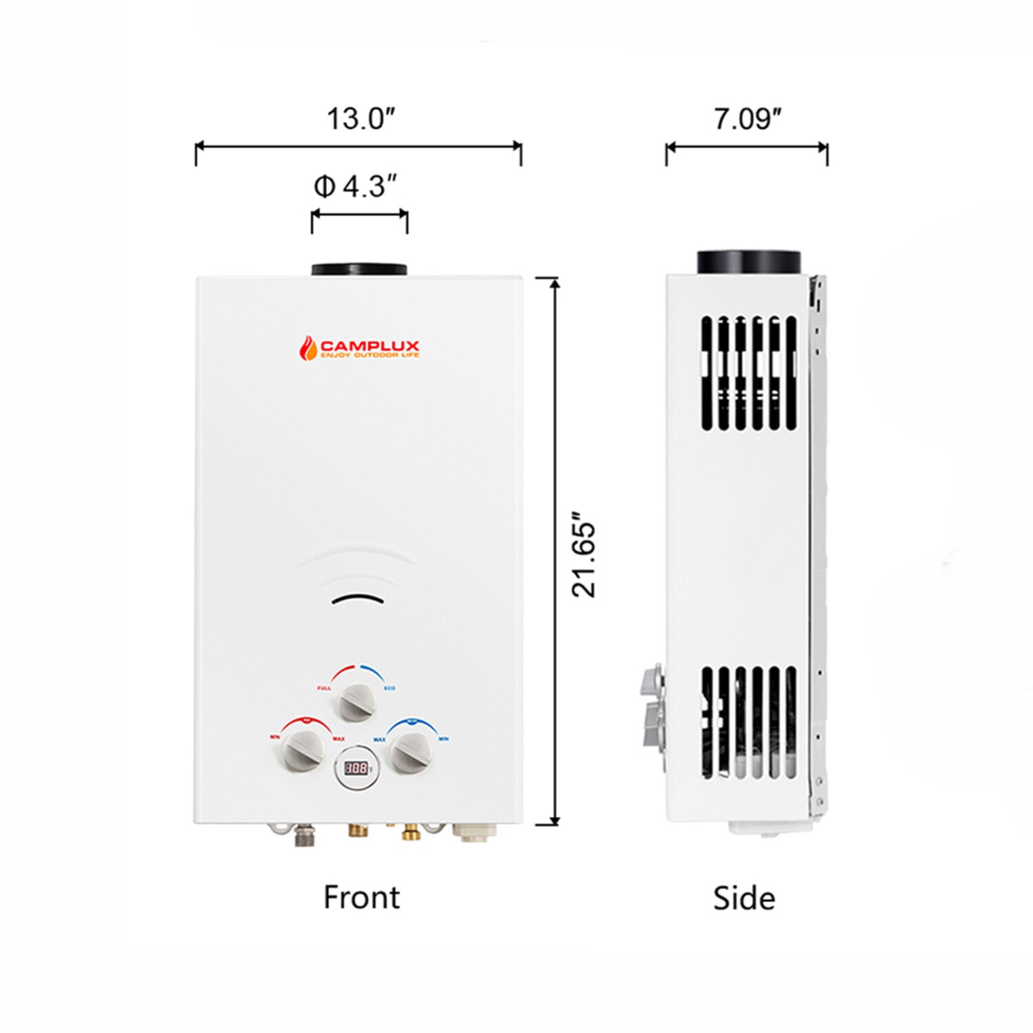 Camplux Portable 2.64-GPM 68000-BTU Outdoor Liquid Propane Tankless ...