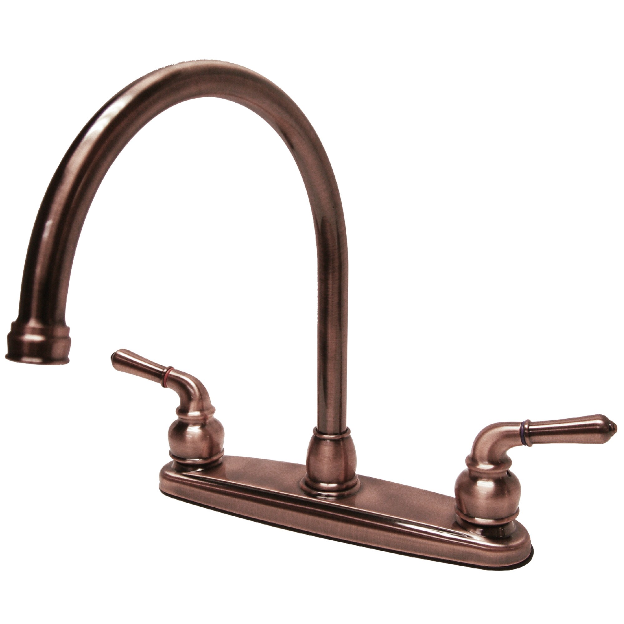 Elements of Design EB796LS Magellan Antique copper Double Handle Deck-mount Kitchen Faucet ( Deck Plate Included )