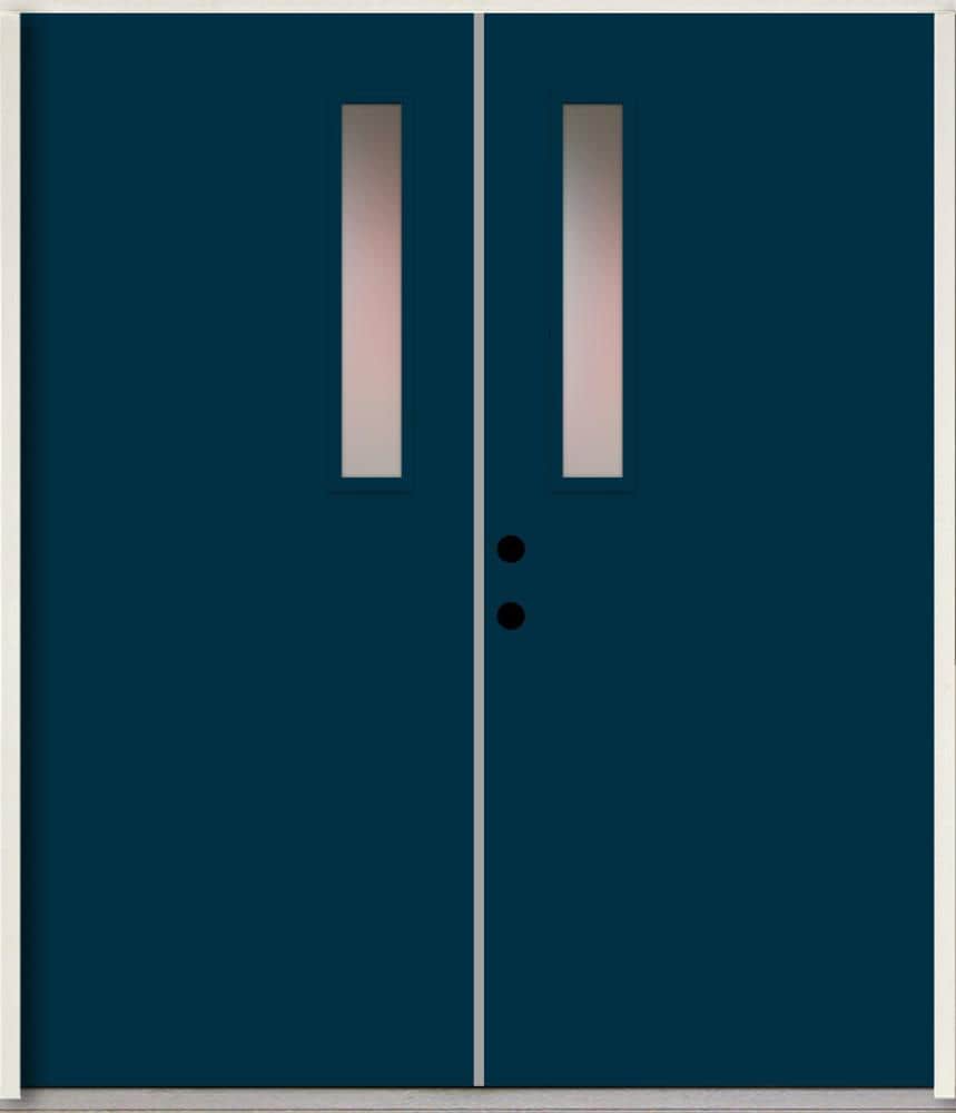 RELIABILT LO1063561 Spotlights 72-in x 80-in x Fiberglass 1/4 lite Right-hand inswing Eclipse Paint Painted Prehung Double Front Door Insulating core