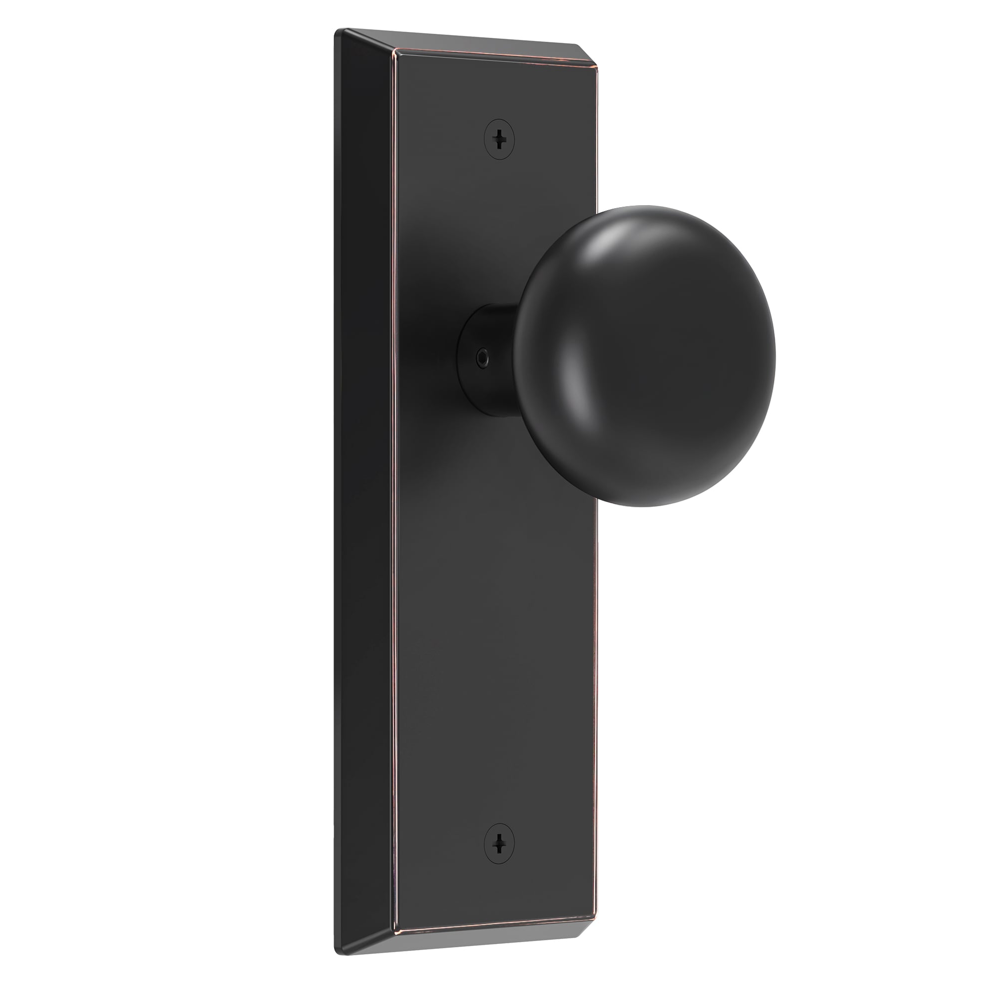 Senyhardware ORB with Red Highlight Interior Hall/Closet Unkeyed Passage Door Knob with Round Knob and Beveled Rectangular Backplate