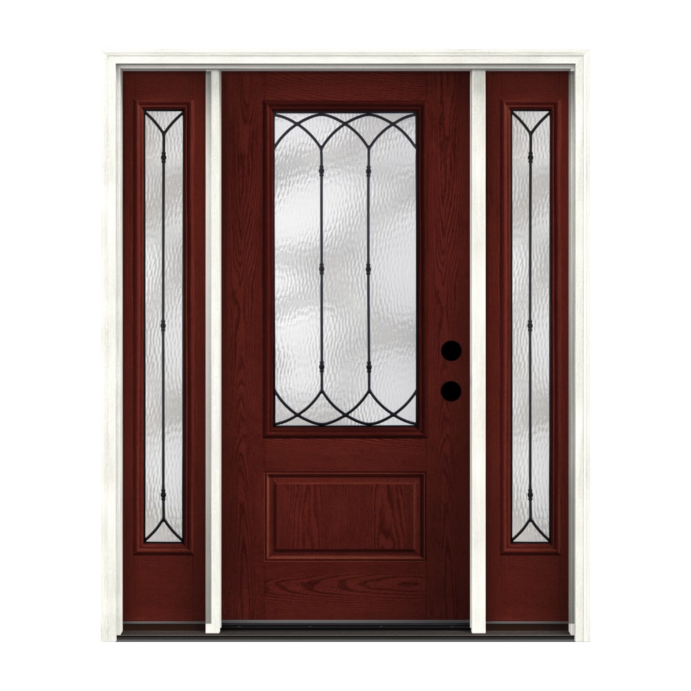 Therma-Tru Benchmark Doors Montebello 68-in x 80-in Fiberglass 3/4 Lite Left-Hand Inswing Mahogany Stained Prehung Single Front Door with Sidelights -  TTB644276SOS
