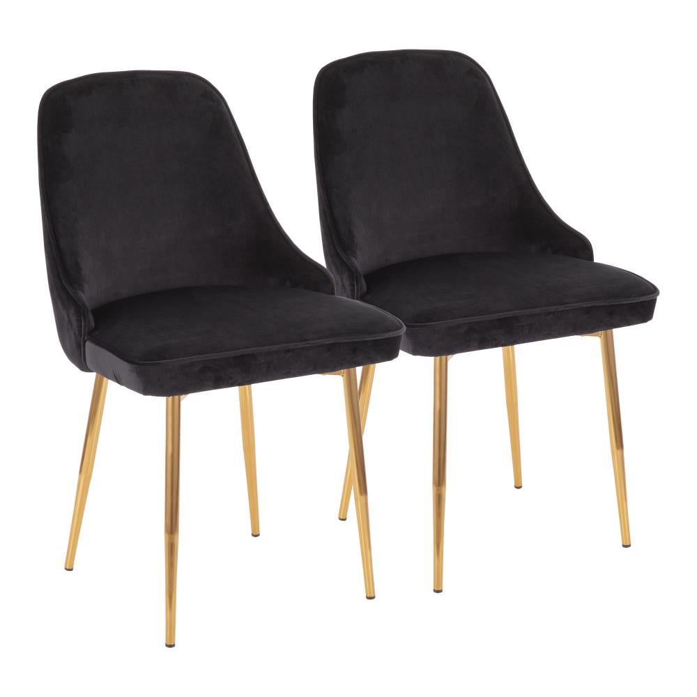 LumiSource DC-MARCL AU+BK2 Set of 2 Marcel Contemporary/Modern Velvet Upholstered Dining Side Chair (Metal Frame)