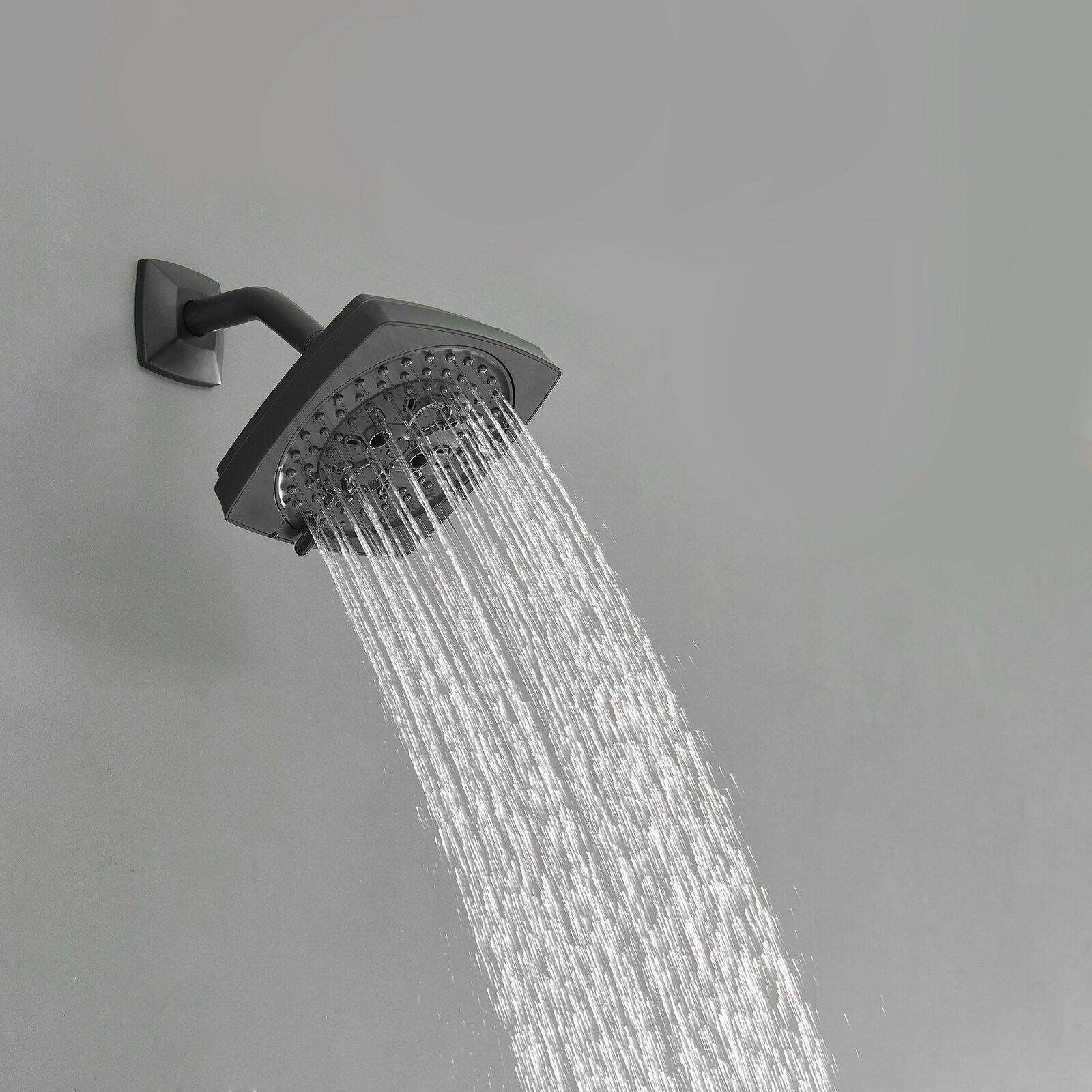 Matte Black Square Rainfall Shower Faucet Set with Tub Spout
