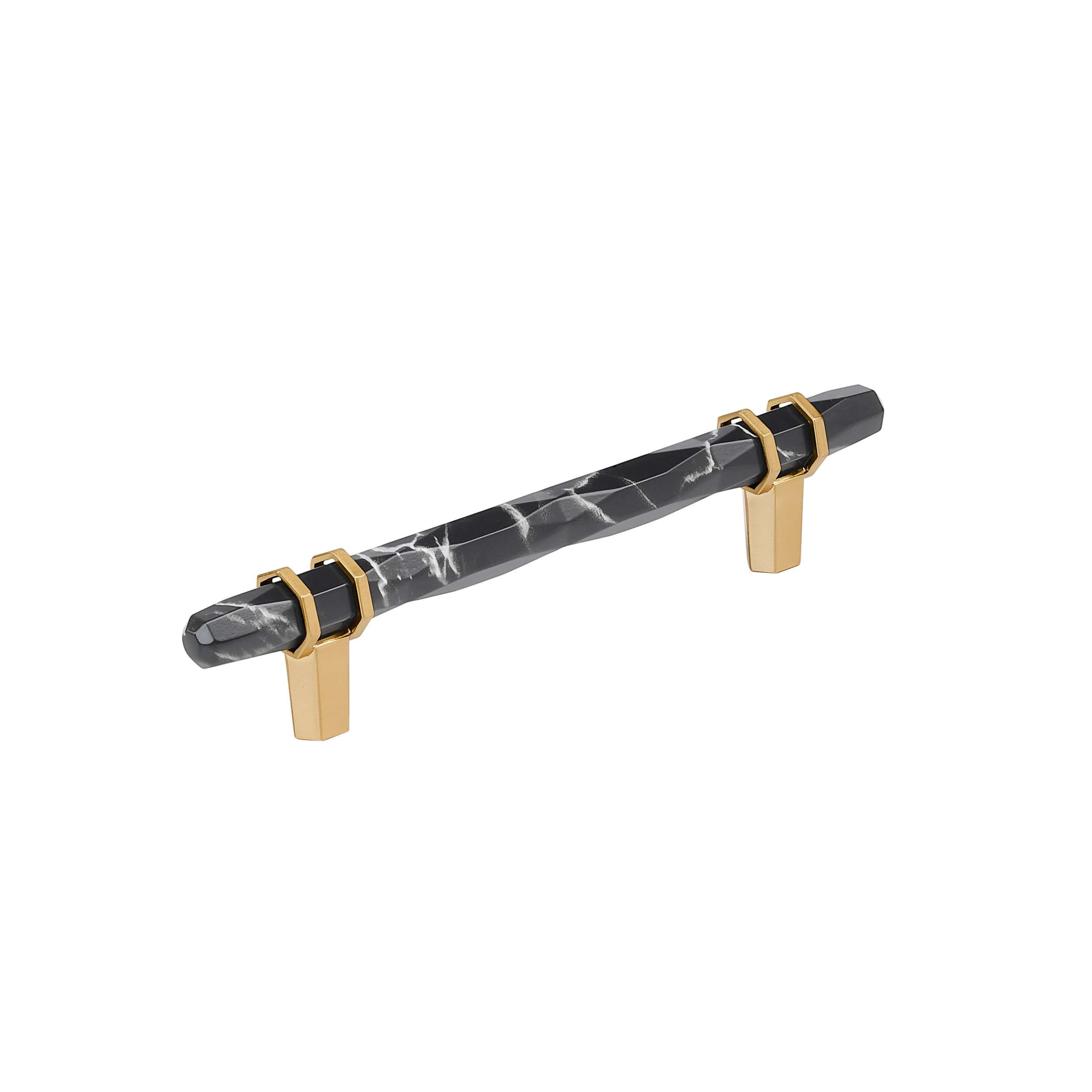 Amerock BP36649MBKCZ Carrione 5-1/16-in , 128mm Center to Center Marble Black/Champagne Bronze Cylindrical Bar