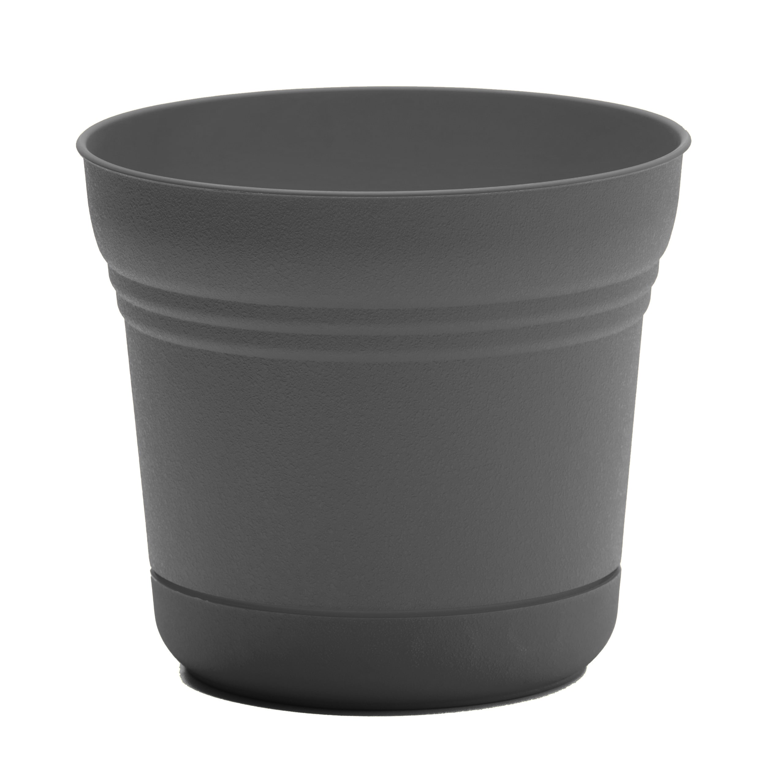 Bloem SP07908 Round 7.5-in W Small Gray Plastic Indoor/Outdoor Planter with Drainage Holes Attached Saucer