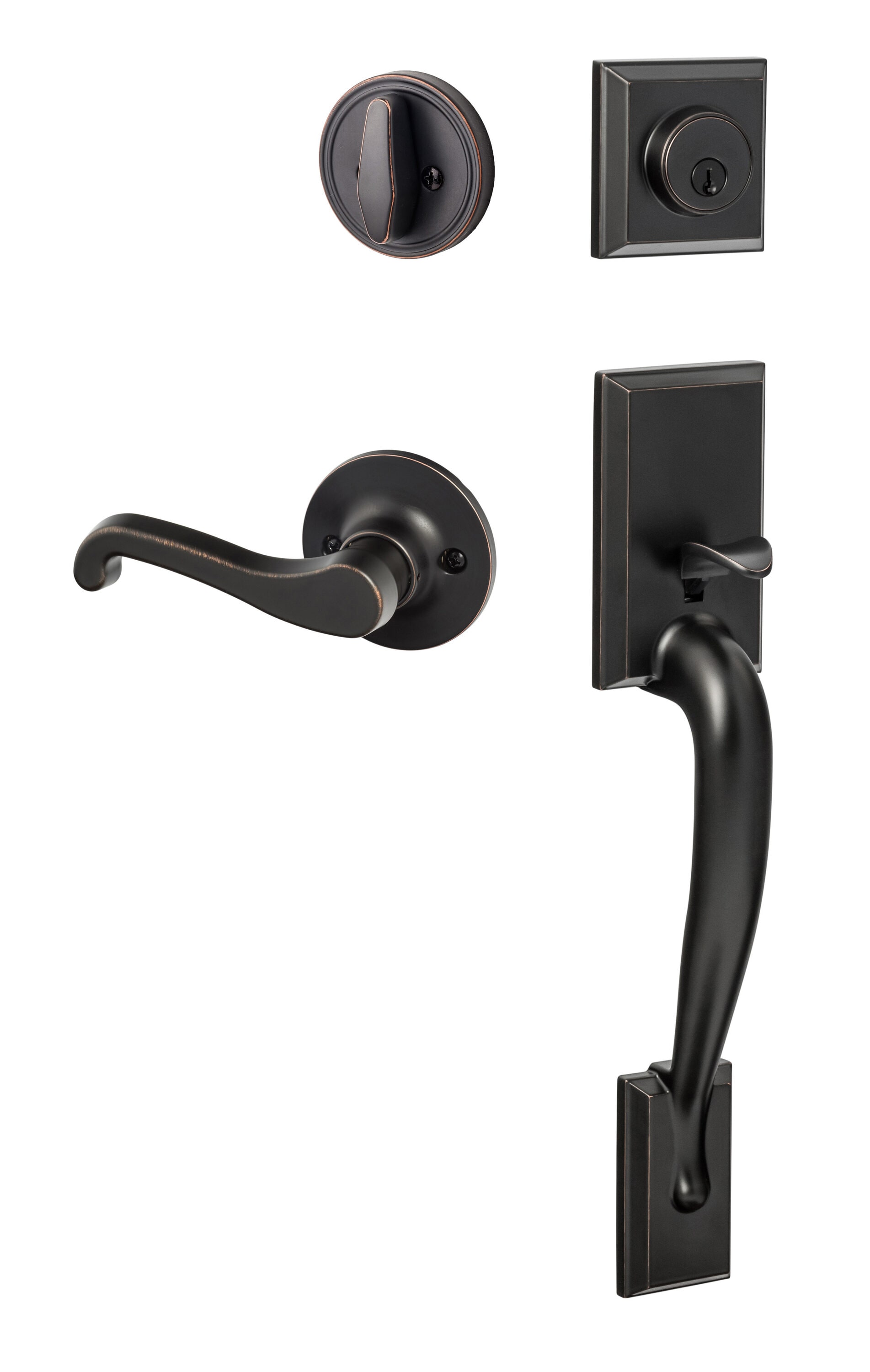 Sure-Loc Hardware MA507-SG-LH 11P SureLoc Madison Vintage Bronze Single-Cylinder Deadbolt Left-handed Exterior Keyed entry Door Handle