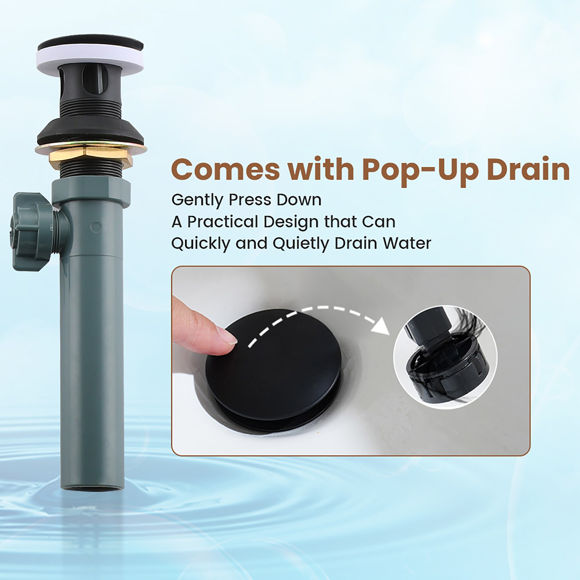 Matte Black Stainless Steel 4-Inch Centerset Bathroom Faucet with Drain Kit