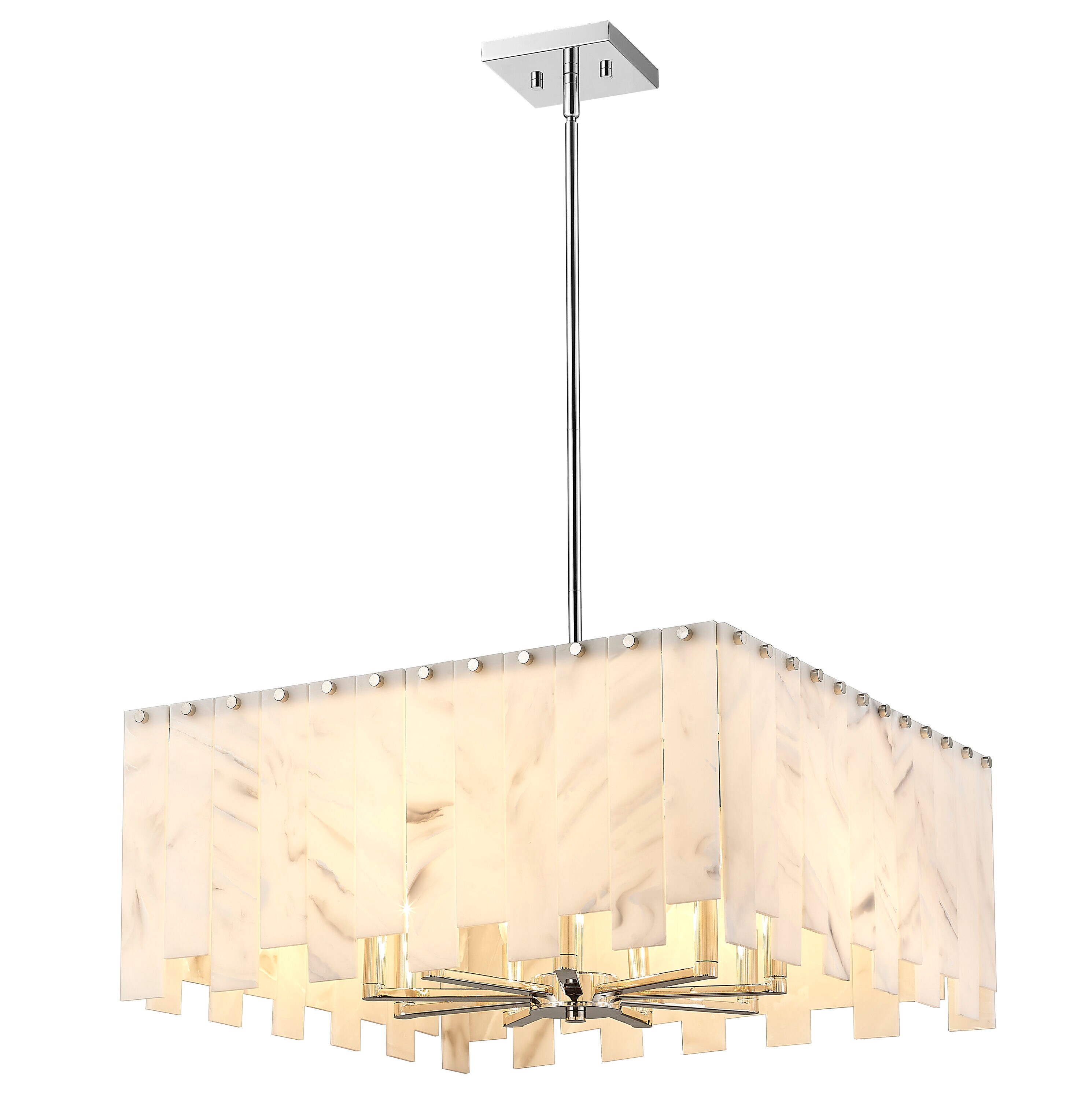 Viviana Art Deco Polished Nickel 8-Light Rectangular Pendant