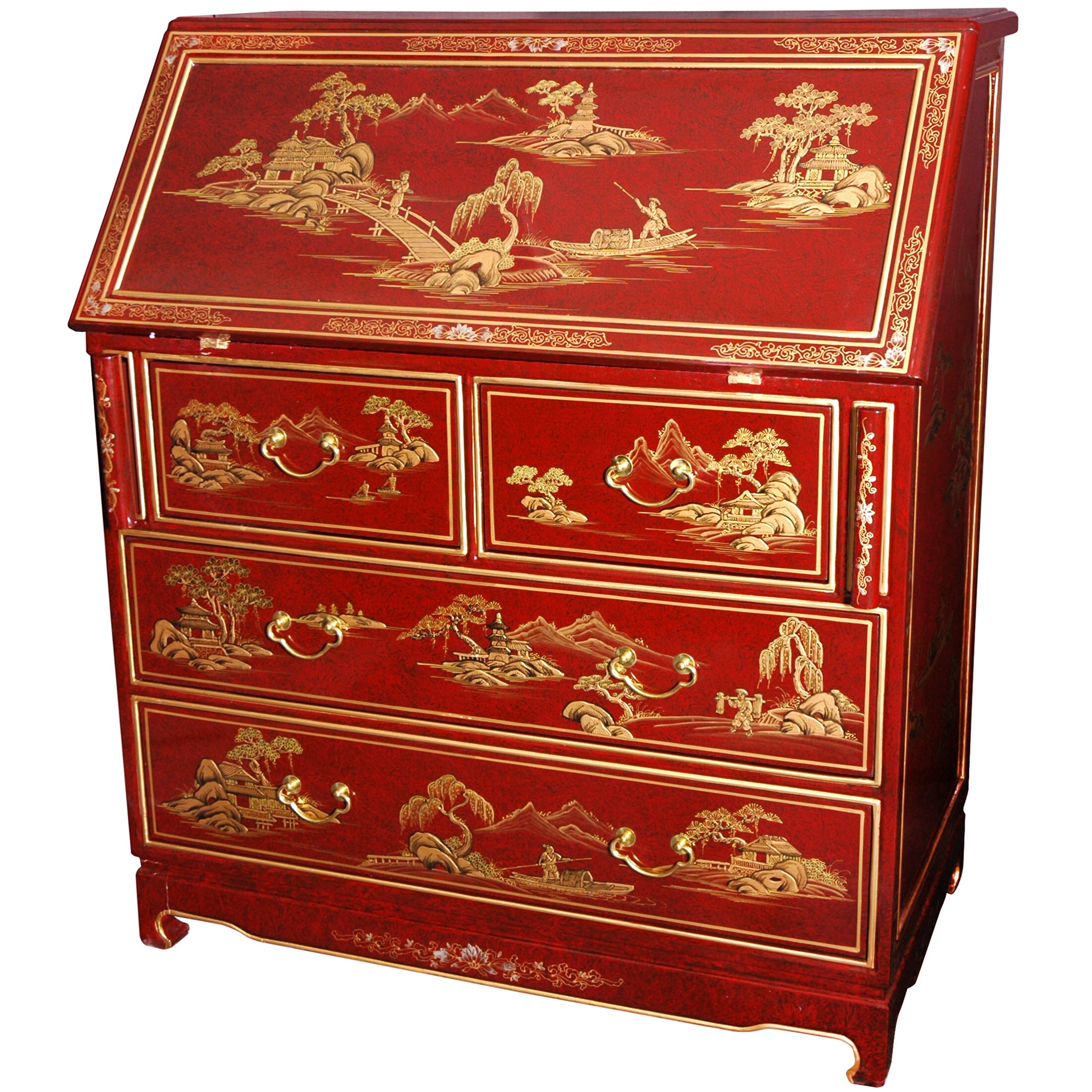 Red Lantern LCQ-DK-REDDESK 36-in Red Traditional Elm Secretary Desk