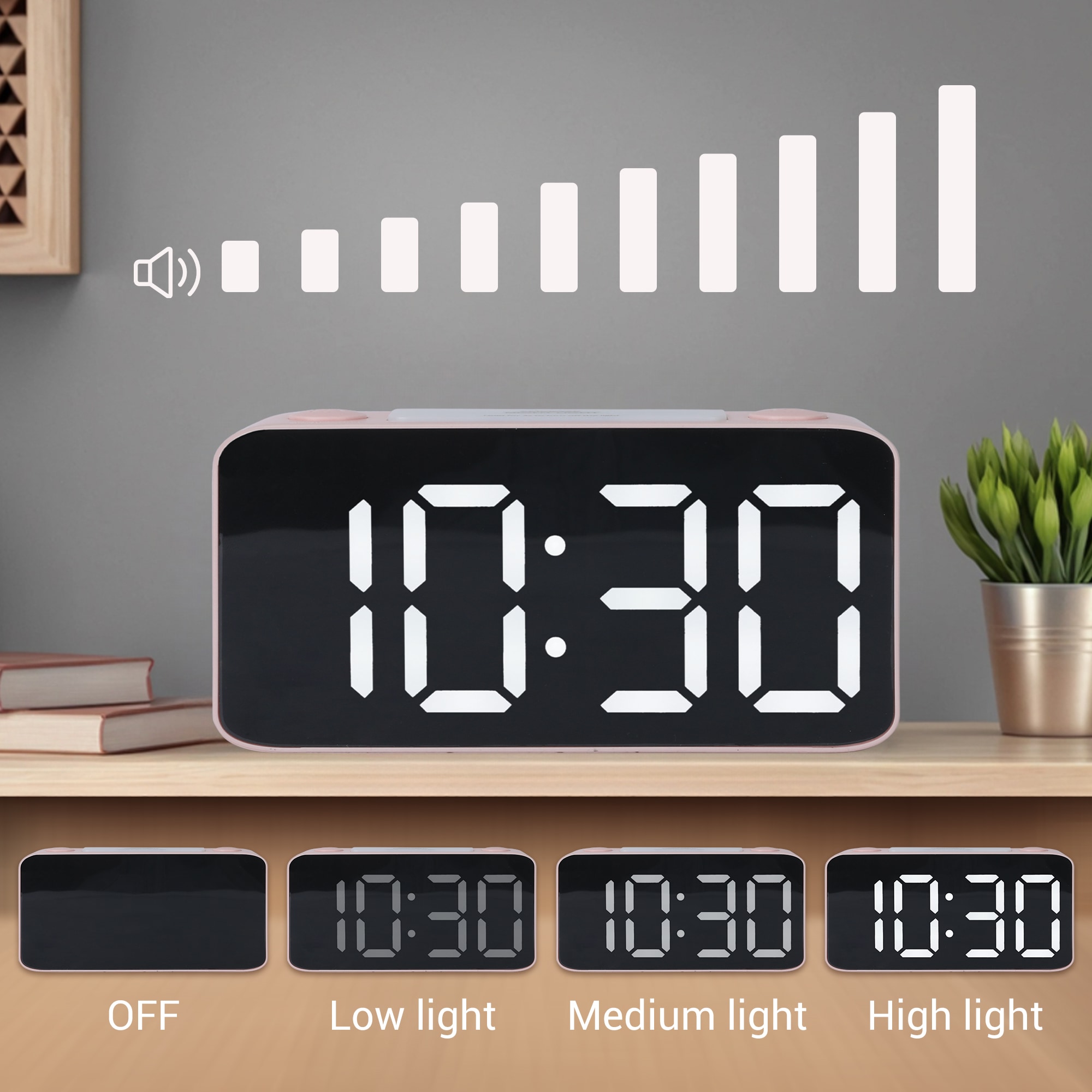 Unique Bargains Digital Alarm Clock Large 7 LED Display Dual Alarms USB ...