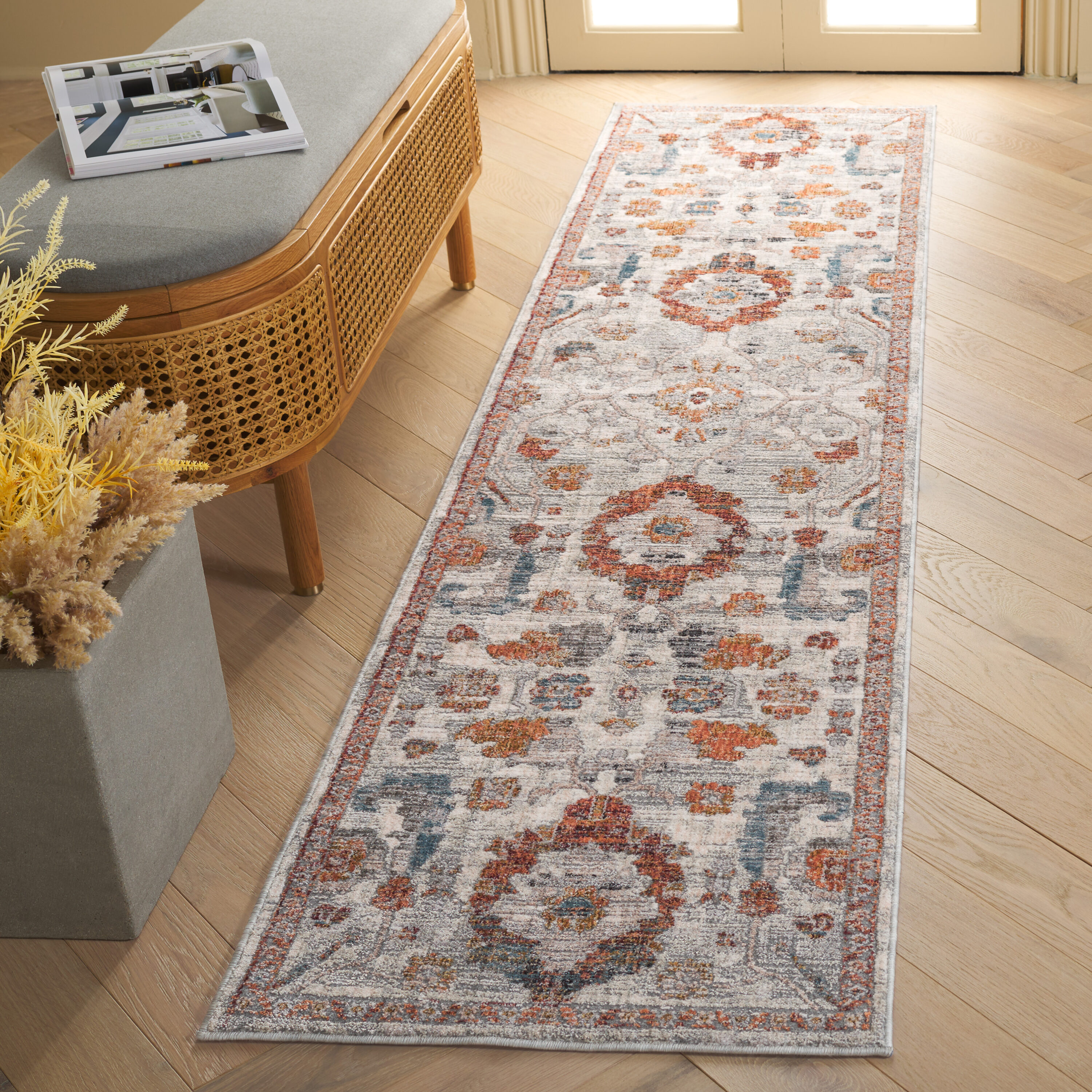 Safavieh Heirloom 722A Ivory Grey/Rust 2 x 8 Runner rug in the