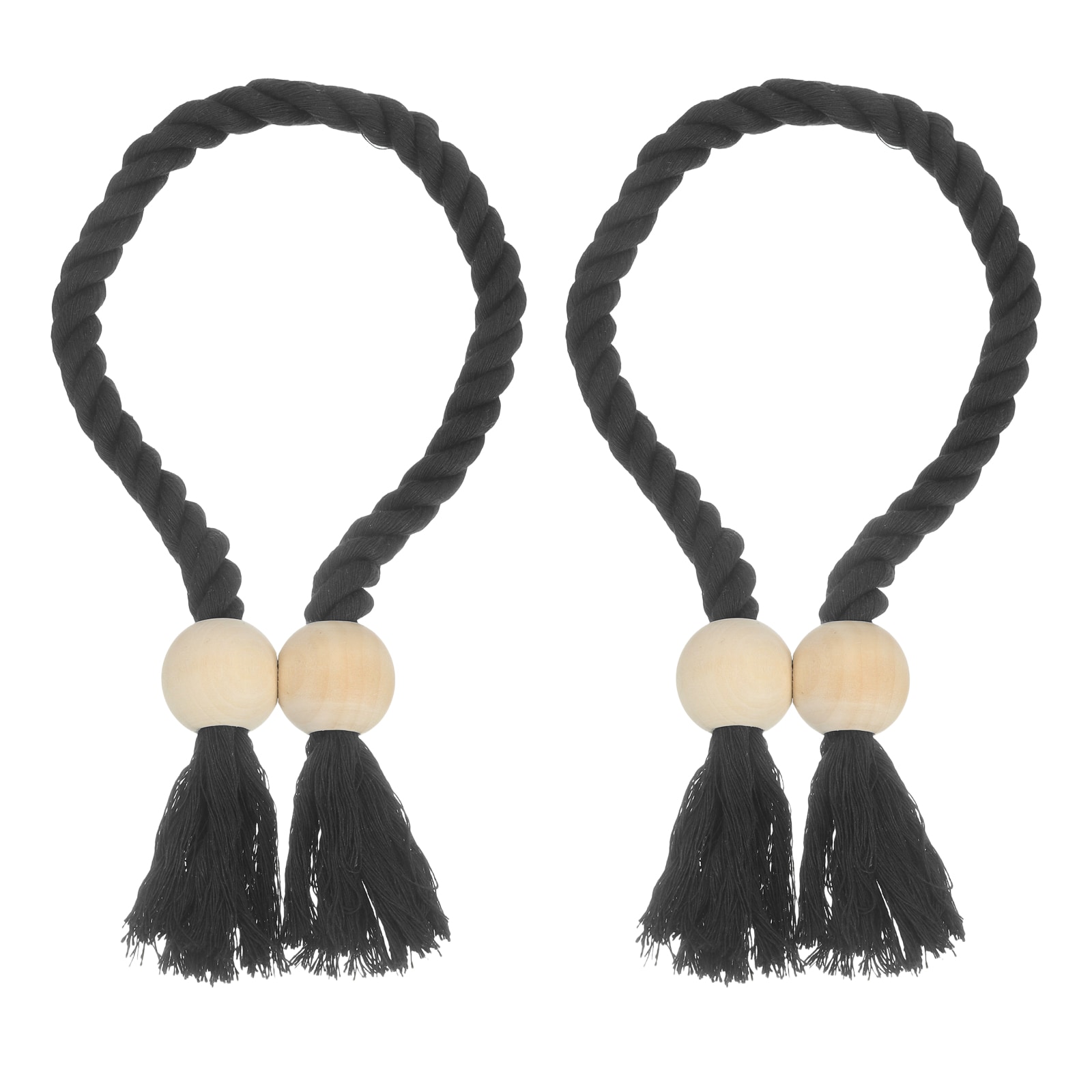 Unique Bargains - 2 Pack Magnetic Curtain Tiebacks 55cm/21.65inch Curtain Holdbacks with Wooden B...