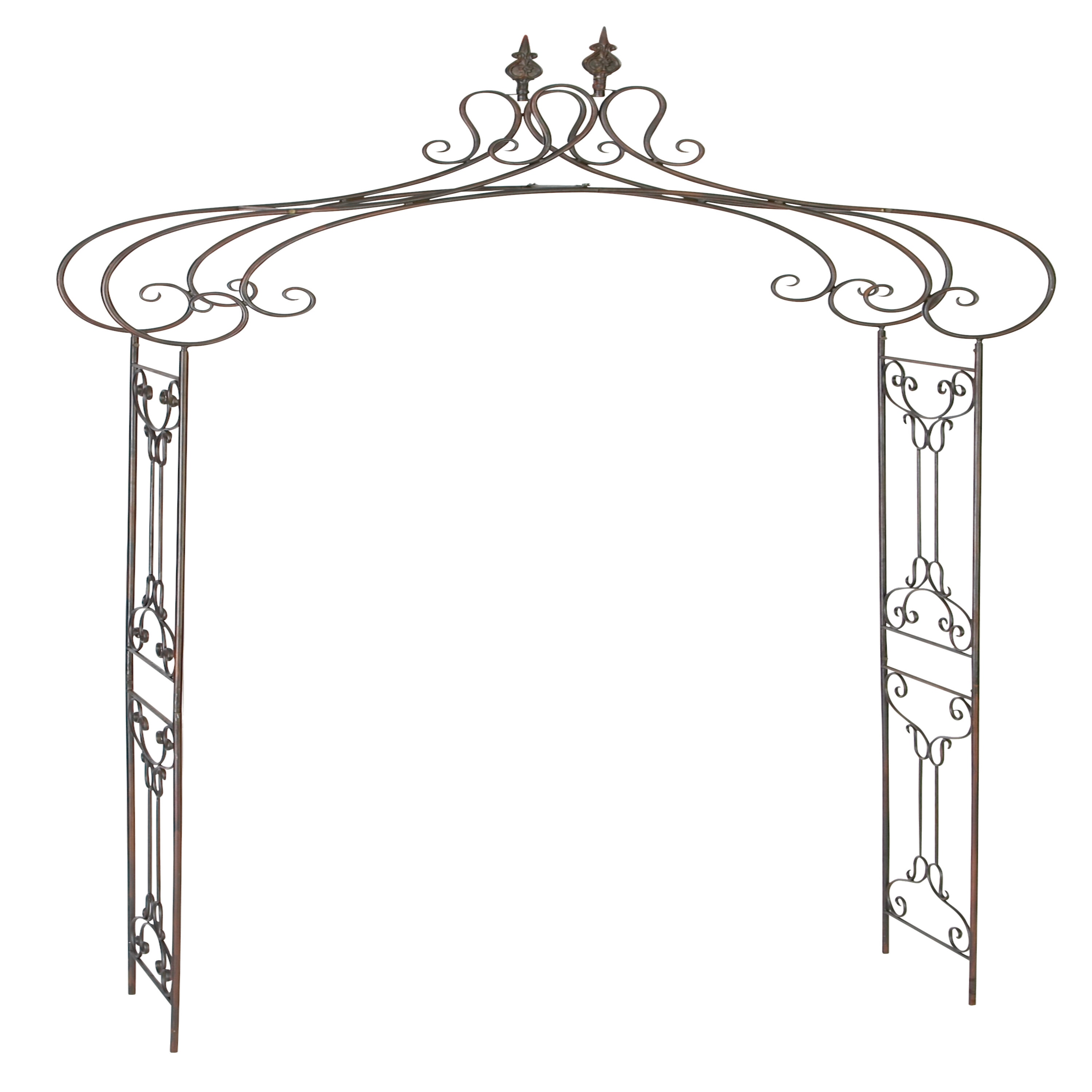 Black Metal Scrollwork Arched Garden Arbor
