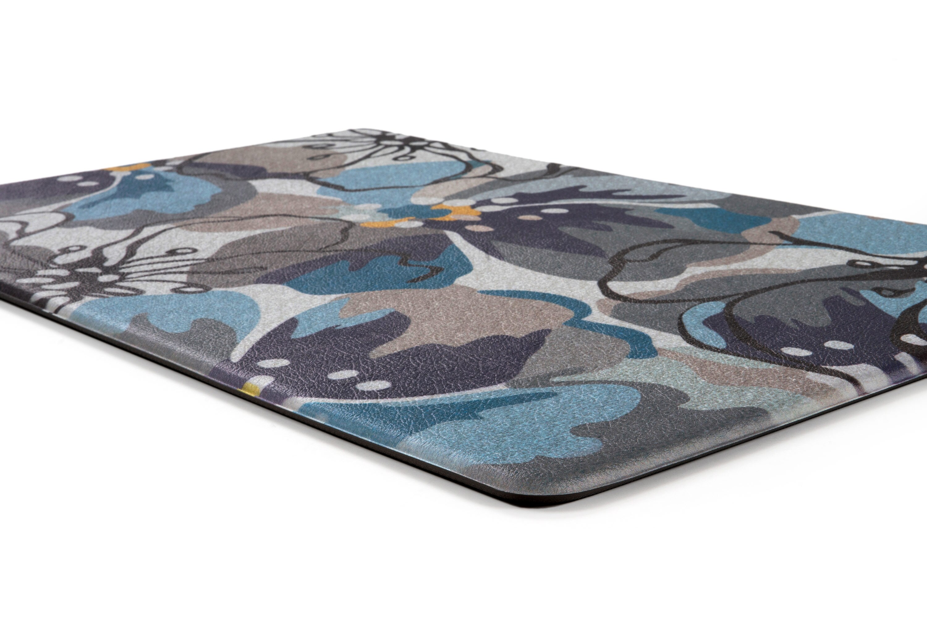 Blue and Gray Floral Anti-Fatigue Standing Mat 18" x 47"