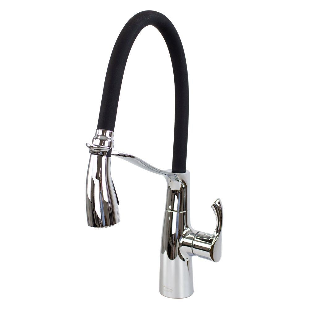 Transolid T3660-PC Organix Polished Chrome Single Handle Deck-mount Pull-down Kitchen Faucet with Sprayer