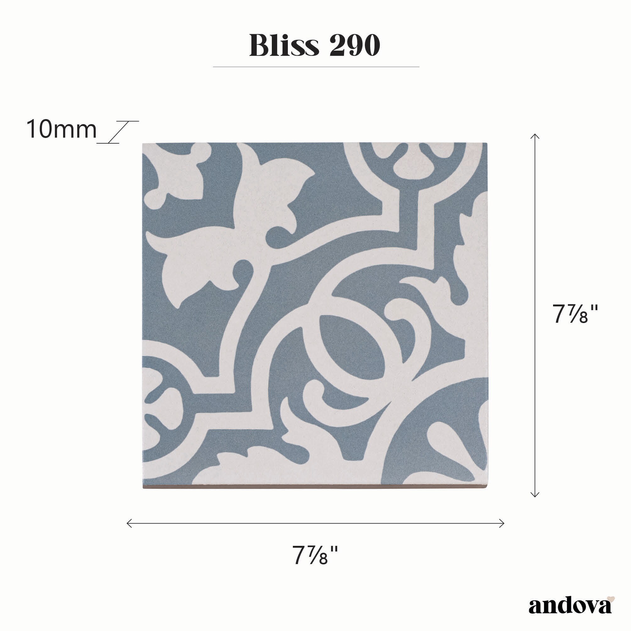 Bliss Beaux Blue and White Matte Porcelain Square Tile