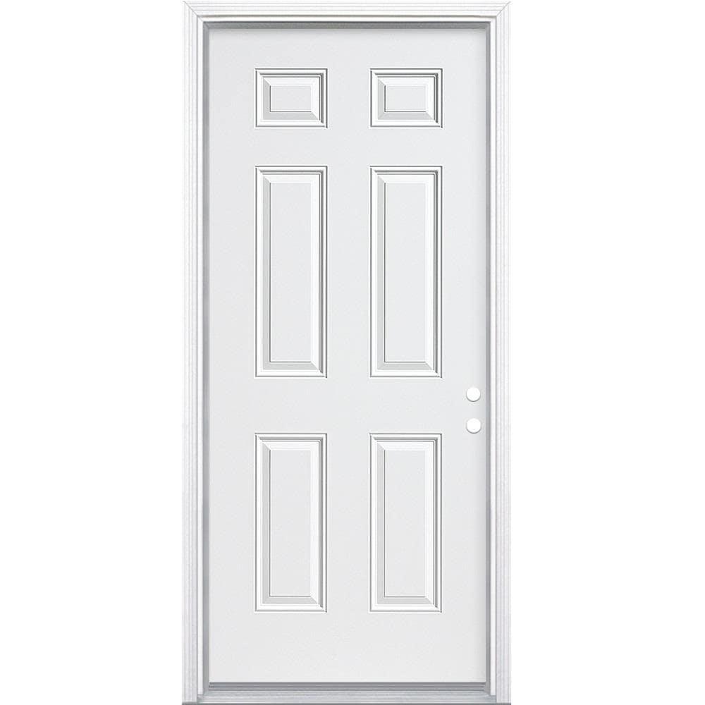 ReliaBilt Craftsman 32-in x 80-in Steel Right-Hand Inswing Unfinished 1 Panel Unfinished Prehung Single Front Door