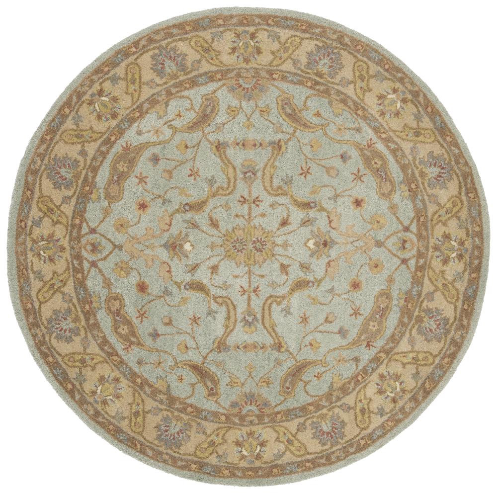 Safavieh AT311B-6R Antiquity Behha 6 x 6 (ft) Tufted Wool Teal/Beige Round Indoor Floral/Botanical Vintage Area rug