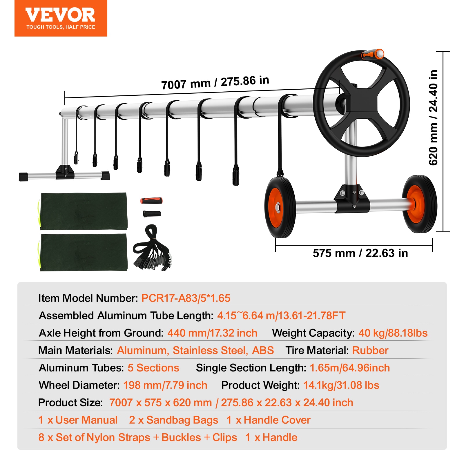 VEVOR YCGJPDXYC22F0GGZ0V0 Solar-Pool-Cover-Reels - View #8