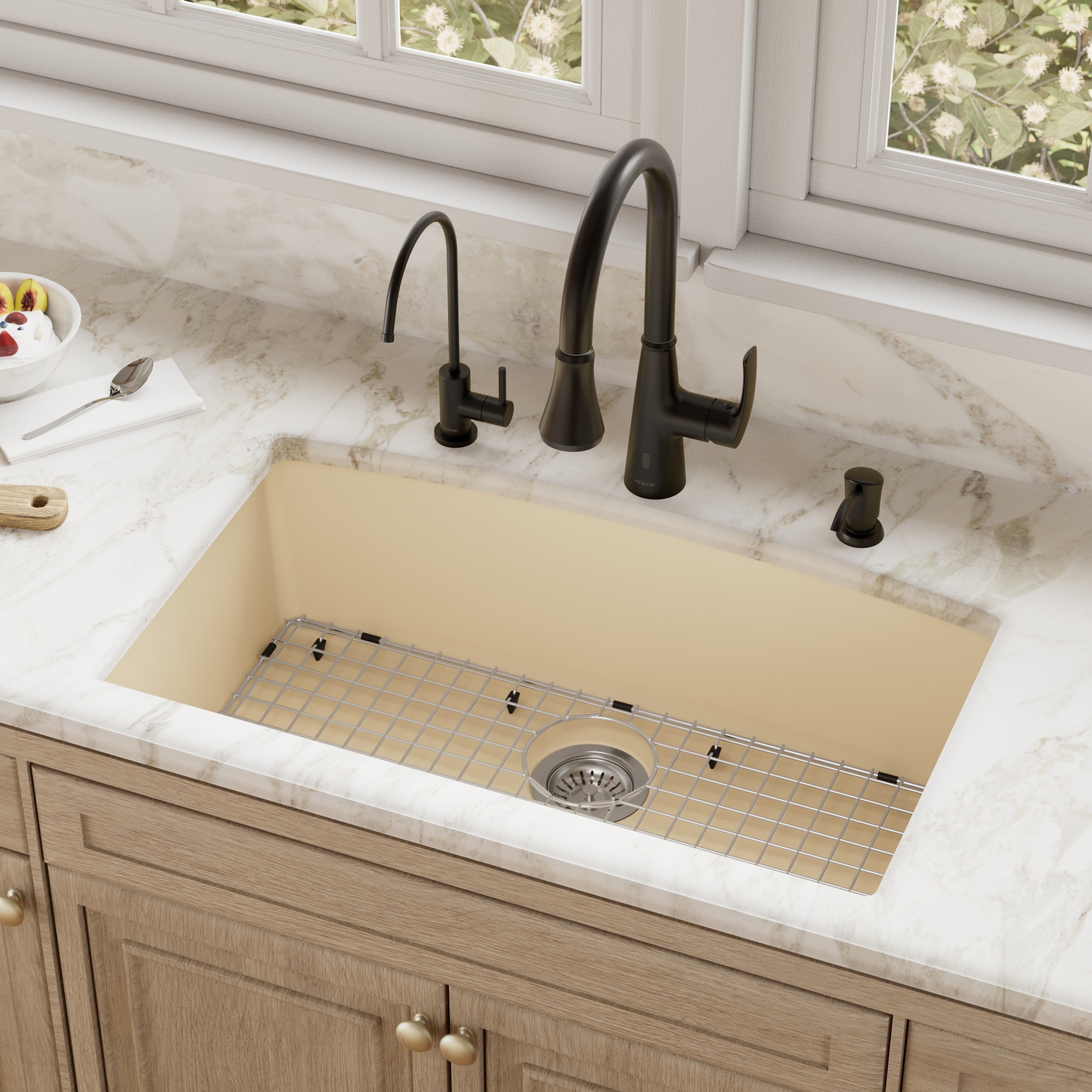 Karran Undermount 32-in x 19.50-in Quartz Single bowl Kitchen Sink