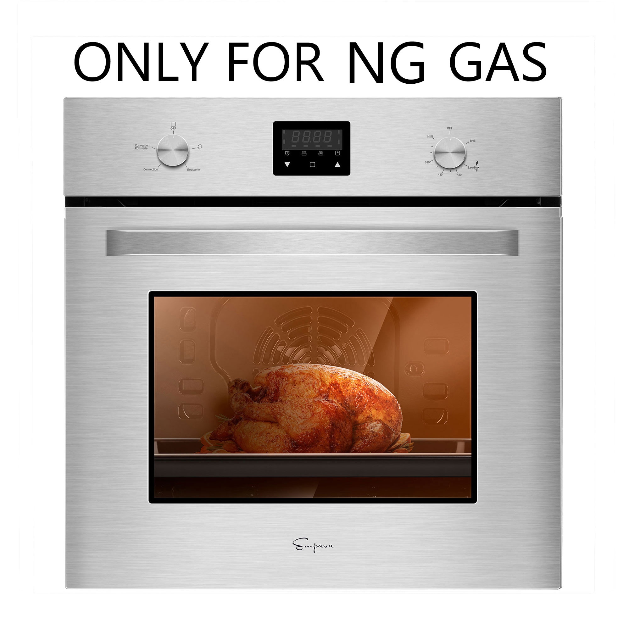 24-in Single Gas Wall Oven with Convection (Stainless Steel) | - Empava EMPV-24WO09