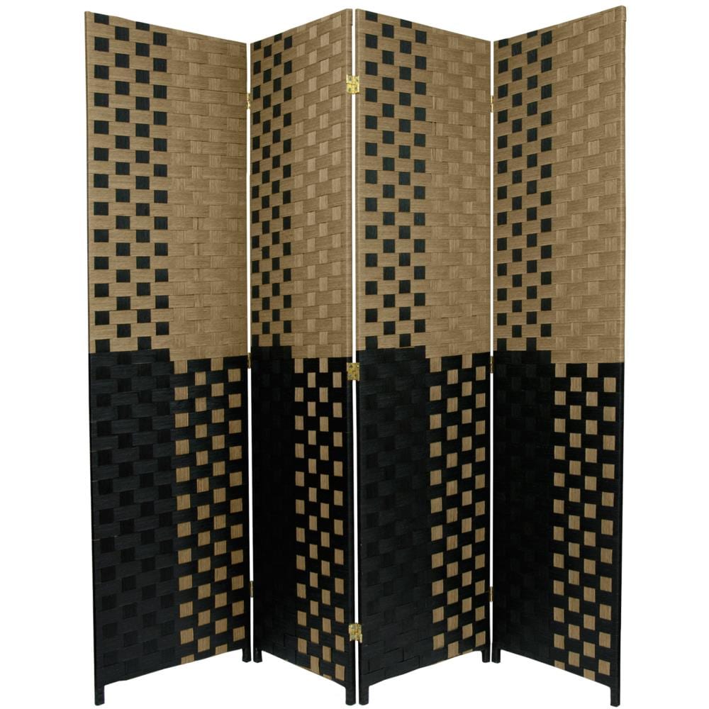 Red Lantern SSFIBER3-4P 4 -Panel Tan and black Cellulose fiber Folding Transitional Style Room Divider