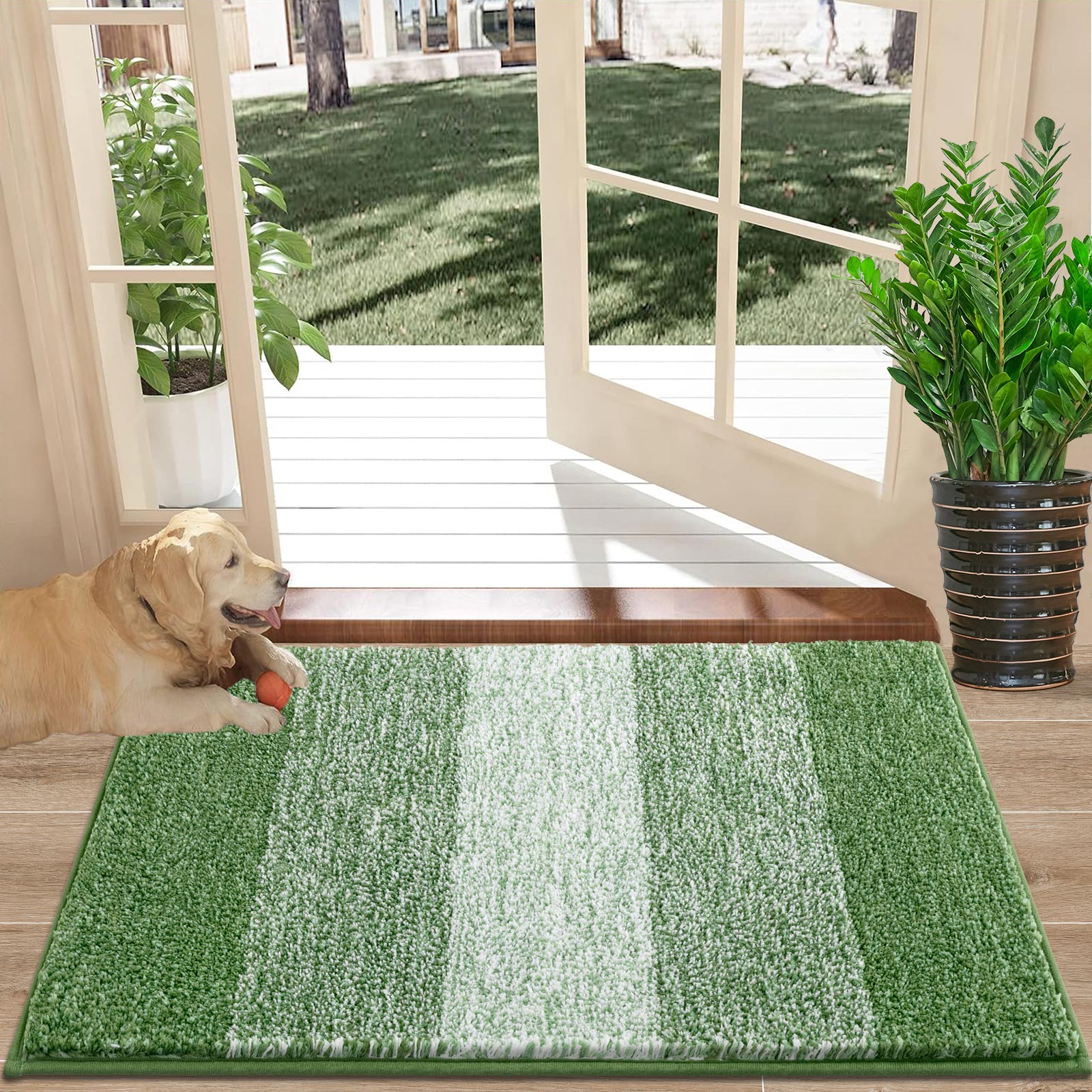 HEBE  Door Mat-Indoor Microfiber Dust Dirt Trapper Door Mats-Non-Slip Machine Washable Bath Mat
