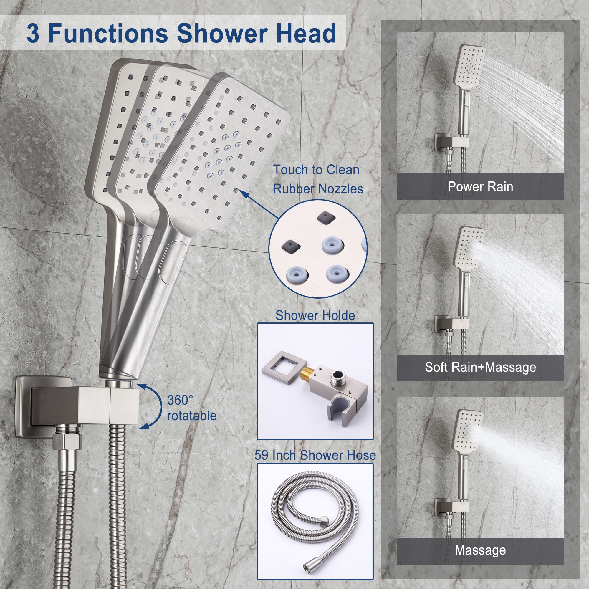 Clihome CL-023SS-SL Showerhead-Bar-Panels - View #5