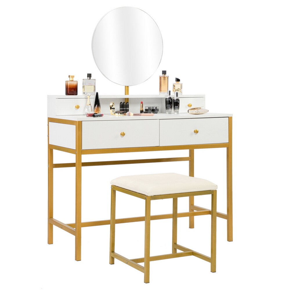 Winado 951236181875 39.37-in White Makeup Vanity