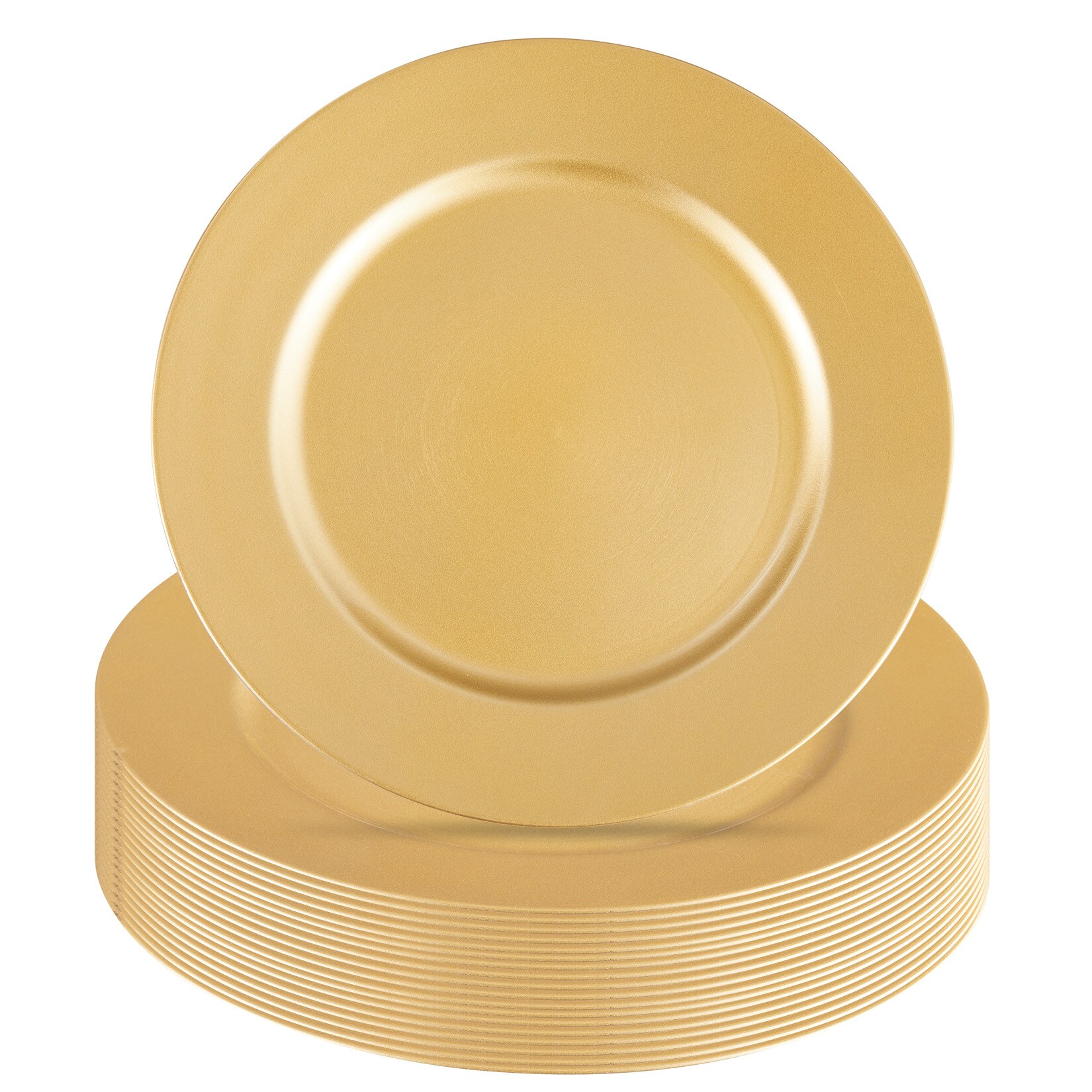 Garvee 50 Pack 13 Inch Gold Plastic Charger Plates Reusable Stackable Decor Dinner Plates