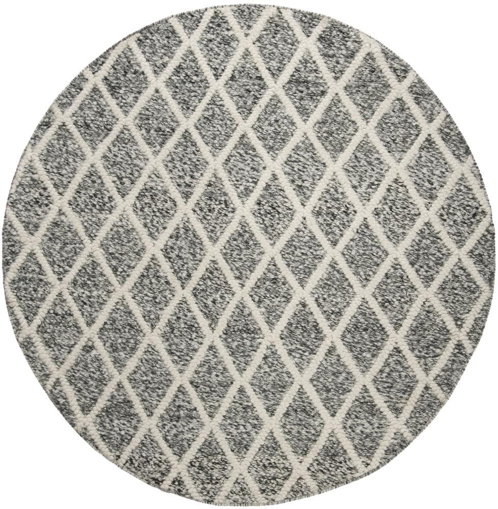 Safavieh NAT711C-6R Natura Isto 6 x 6 (ft) Synthetic Ivory/Black Round Indoor Trellis Coastal Area rug