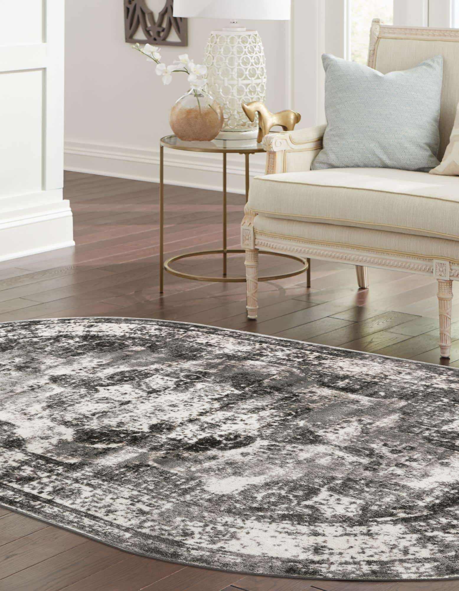 Unique Loom 3151842 Sofia 8 x 10 (ft) Loomed Polypropylene Gray Oval Indoor Area rug