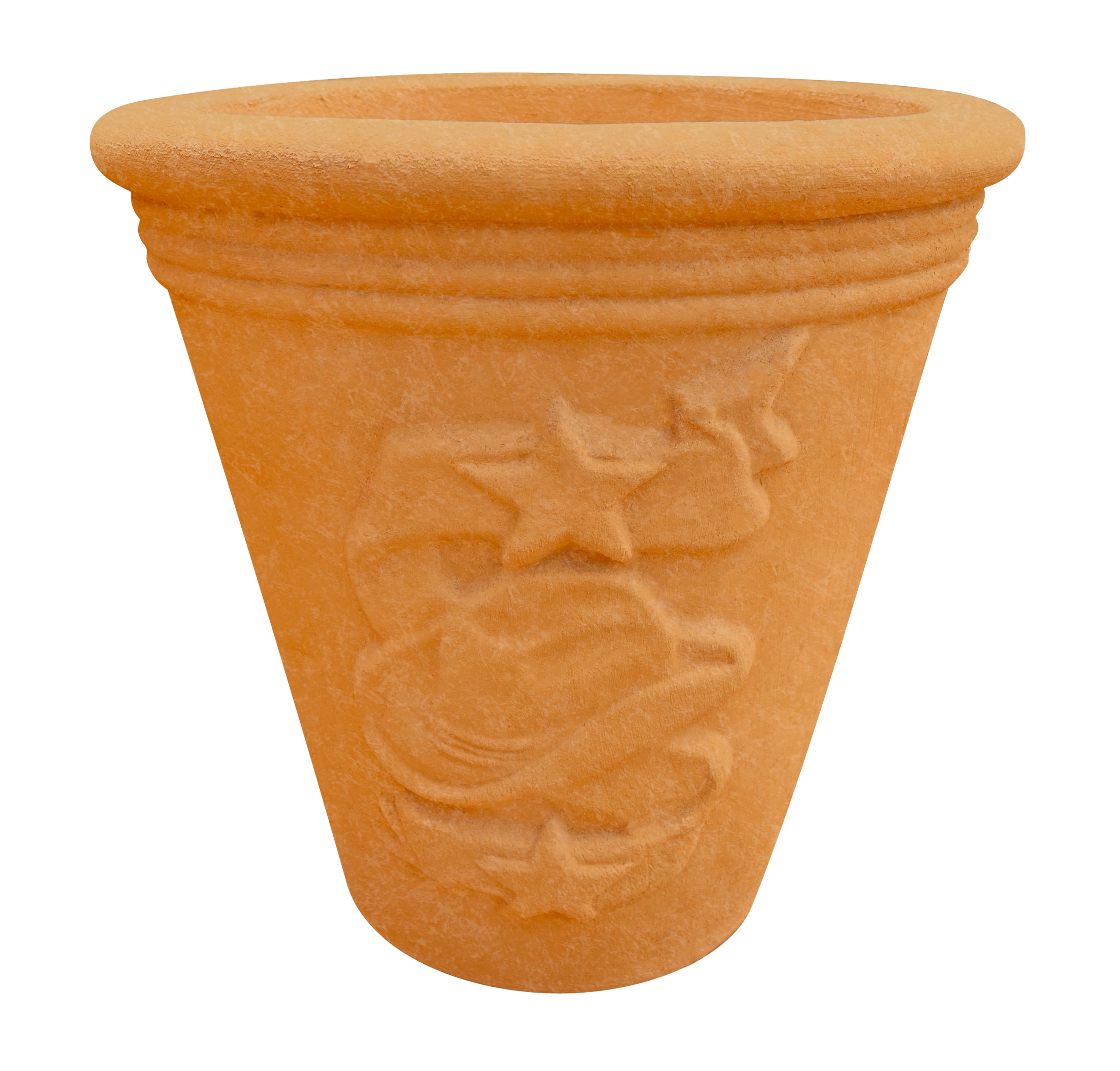 Style Selections 12-IN CLAY COWBOY STAR VASE Cone 12-in W x 12-in H Orange Clay Indoor/Outdoor Planter