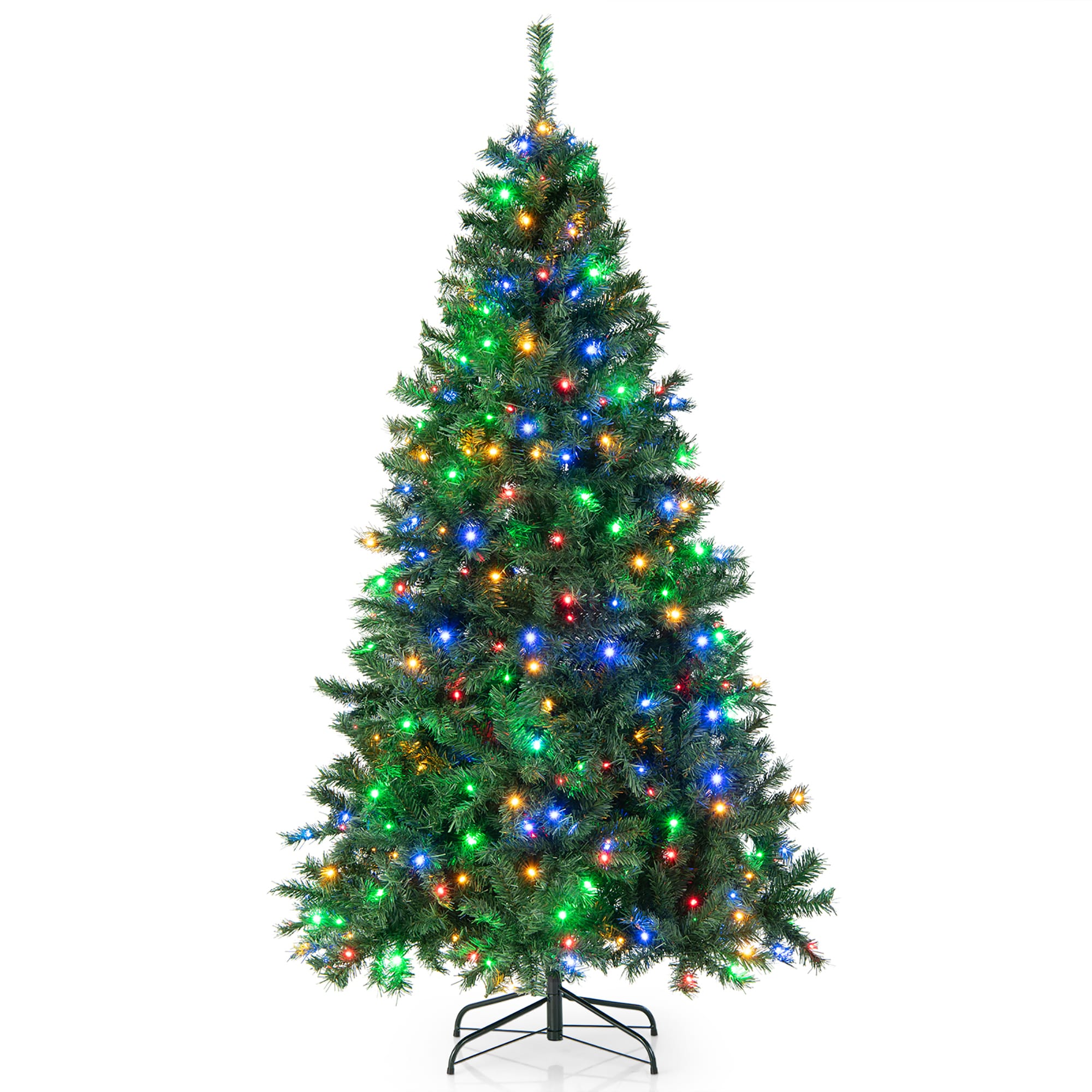 Costway CM24080US 7-ft Pre-lit Artificial Christmas Tree with Multicolor LED Lights