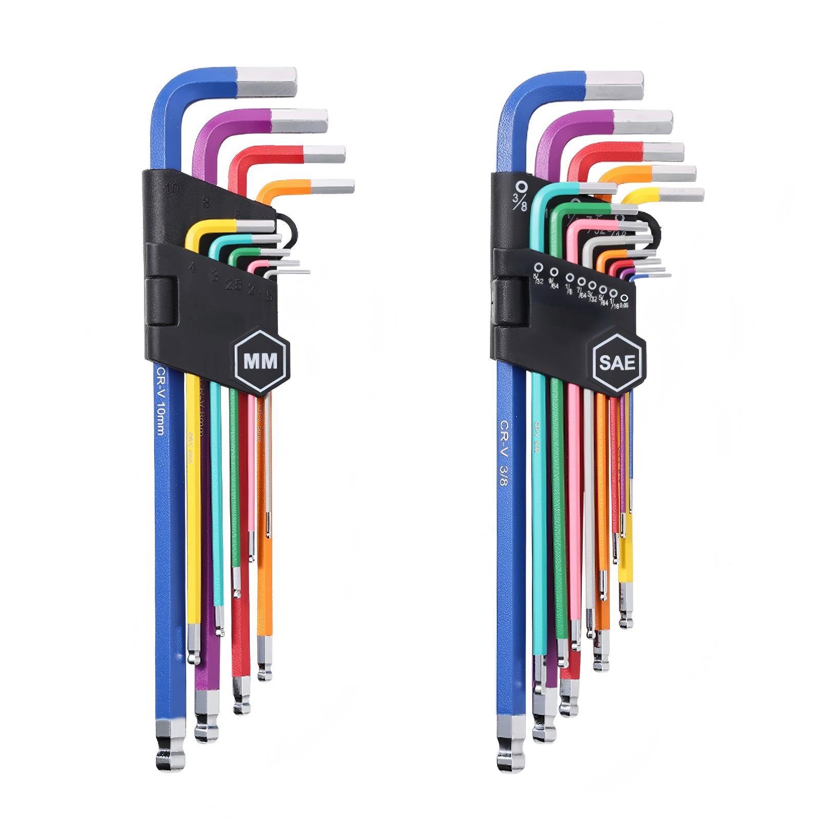 SUGIFT 22 Piece Ball End Hex Key Wrench Set with SAE and Metric Sizes and Foldable Storage Case #QLLSSGS096
