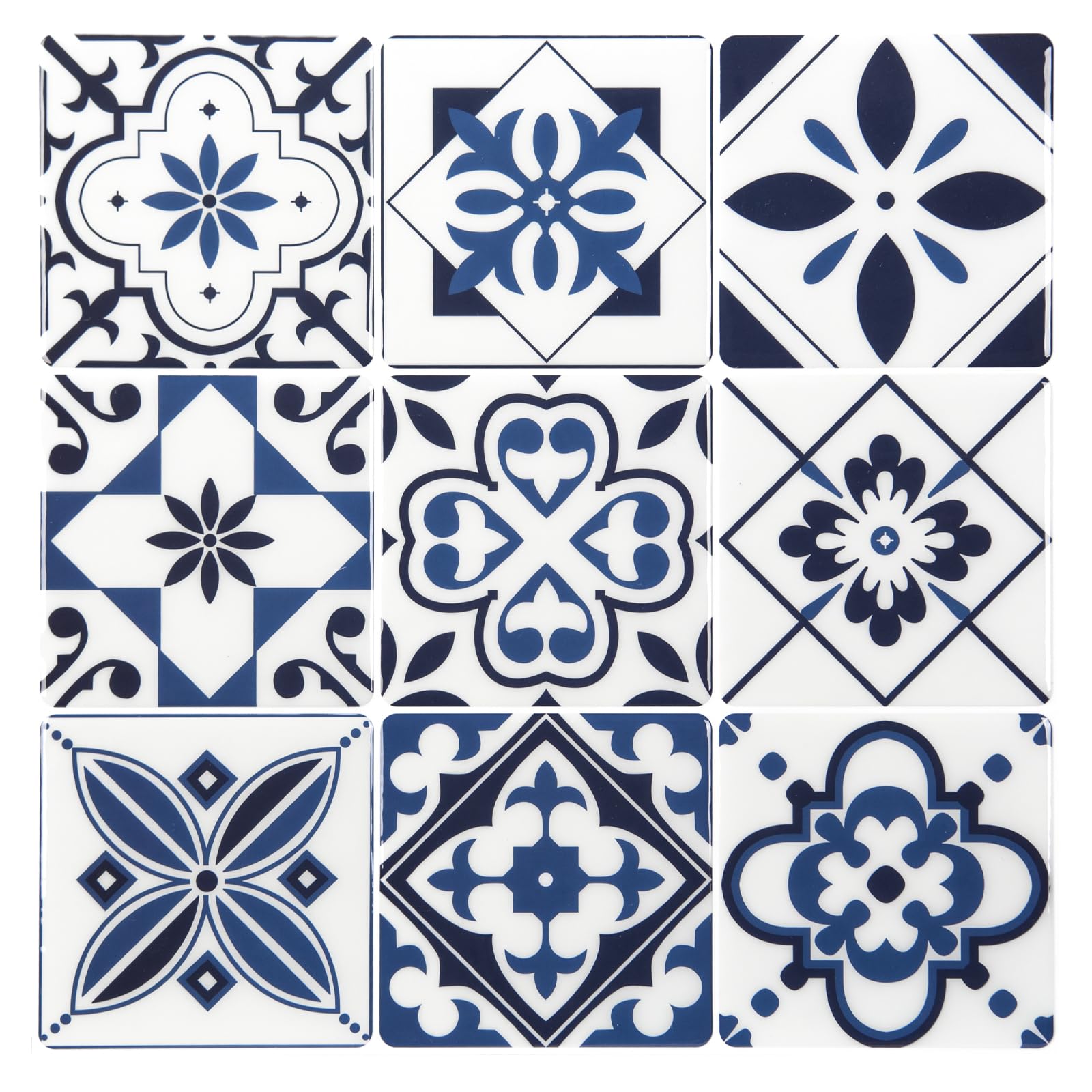 Lukvuzo  Peel and Stick Backsplash Tile Stickers Admiral Blue Geometric Pattern Self Adhesive Tiles for Kitchen Bathroom Laundry 10 Sheet Pack