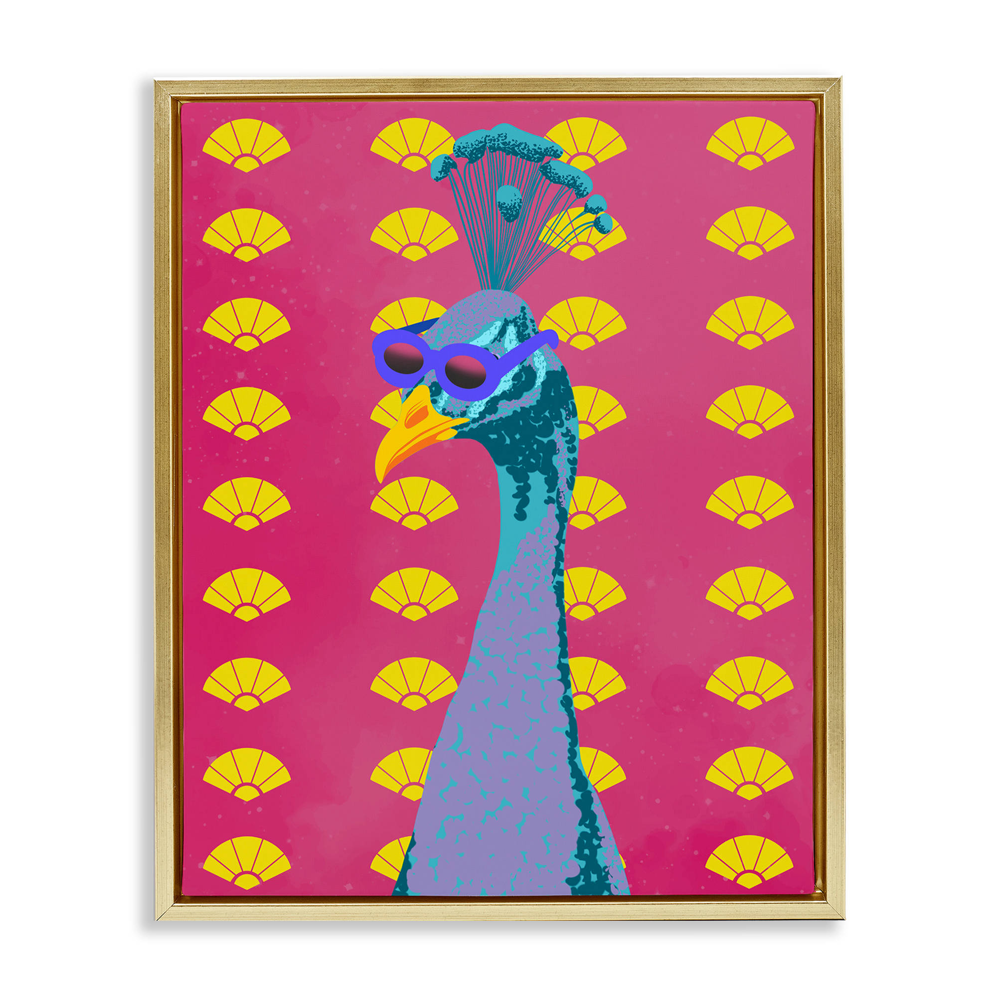 Stupell Industries BS-073-FFG-24X30 Vibrant Mod Peacock Floating Frame design by Marcus Prime